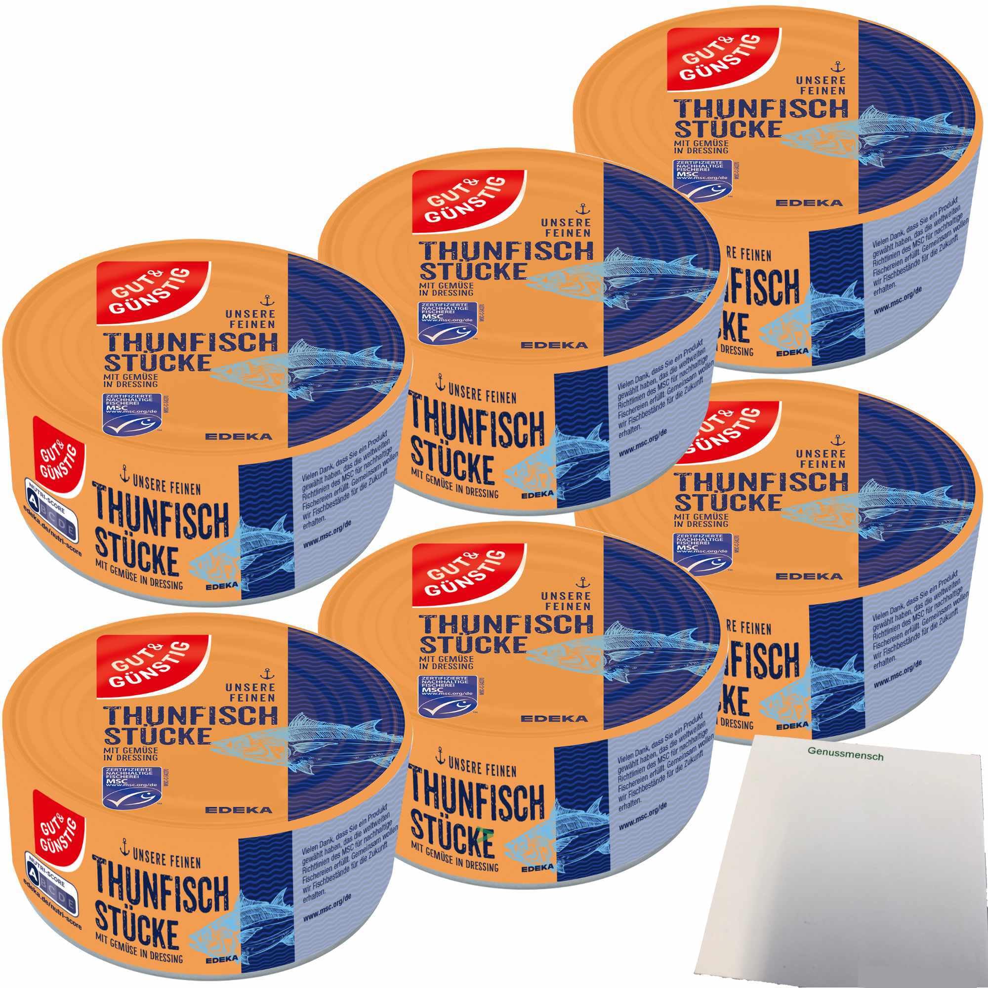 Gut&Günstig Thunfischstücke mit Gemüse in Dressing 6er Pack (6x185g Dose) + usy Block Angebot bei HelloDeals