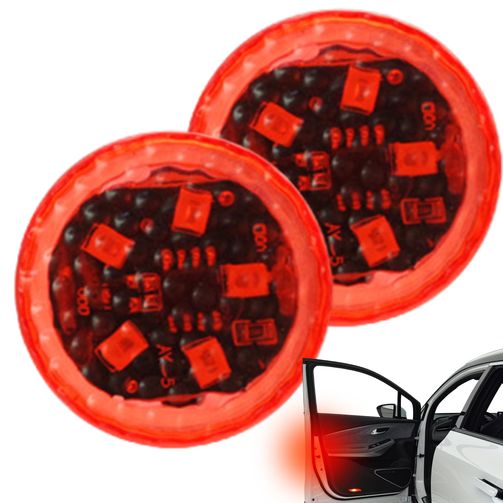 Kabellose Autotür-Warnlichter – LED-Sicherheitsleuchten, Wasserdichte Signal-Lampe | Anti-Heckkollisionslicht für Autos, Drahtlose Karosseriebeleuchtung, Türsignal, Nachtwarnung, PKW Zubehör, Fahrzeug Red Angebot bei HelloDeals