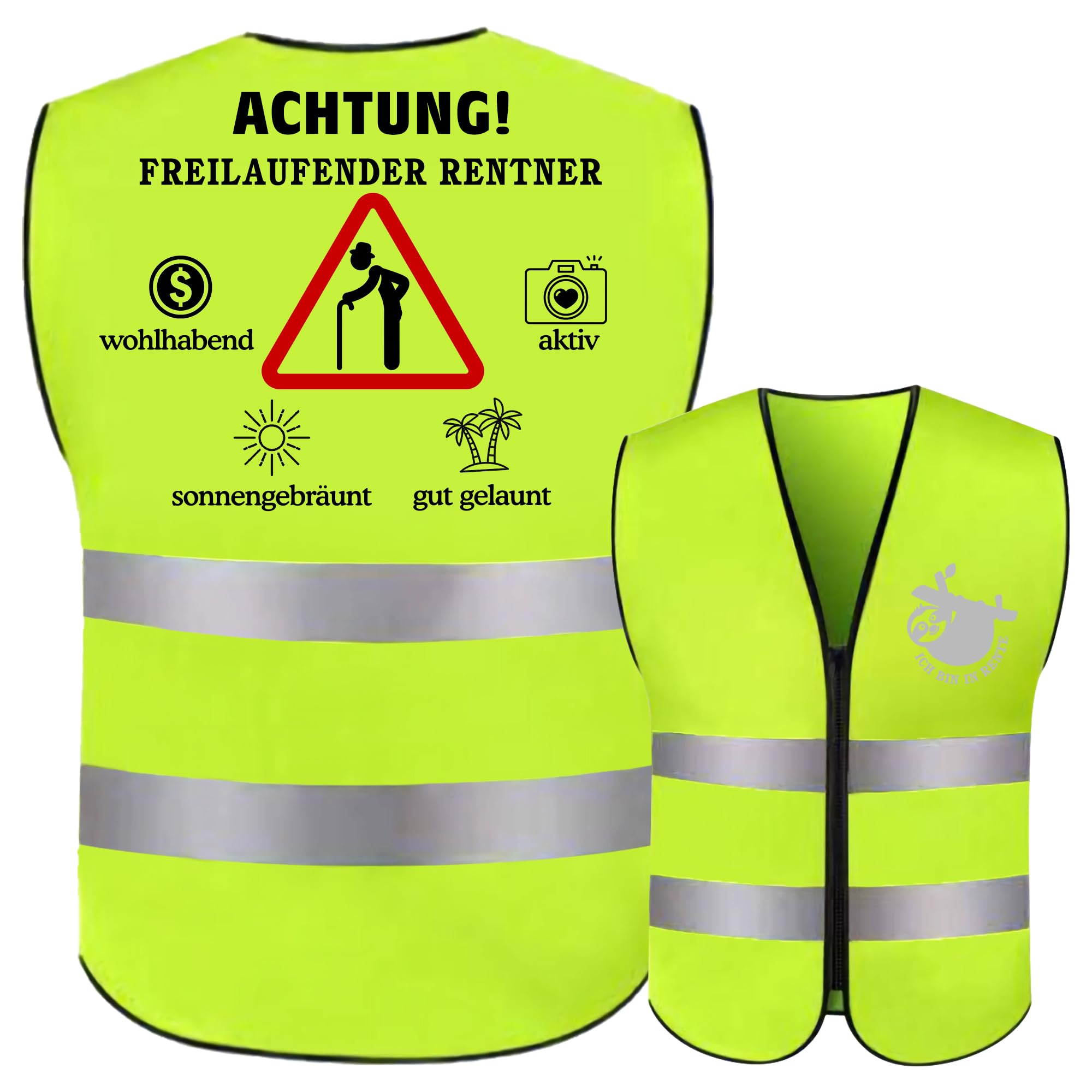 Renteneintritt Geschenk Männer, Ruhestand Geschenke für Männer und Frauen, Achtung! Freilaufender Rentner, Ruhestand Deko Warnweste, Lustige Ruhestand Geschenke für Männer, Abschiedsgeschenk Kollegen Angebot bei HelloDeals