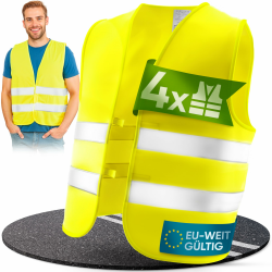 PURAHELP Warnwesten Auto 4er Set [EN ISO 20471] für Erwachsene - EU-weit gültig - Bis zu 150m sichtbar - Sicherheitsweste Auto Warnweste Gelb - Warnschutzweste Angebot bei HelloDeals
