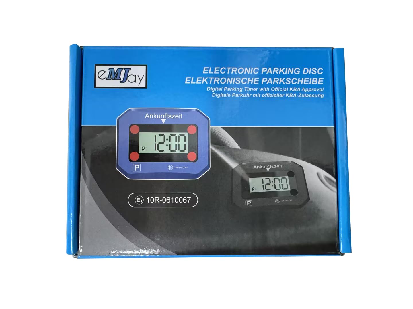 eMJay Digitale Parkuhr fürs Auto, elektronische Parkscheibe mit KBA-Zulassung, automatische Ankunftszeit, mit Display, inklusive Batterie und 3M Klebepads Angebot bei HelloDeals