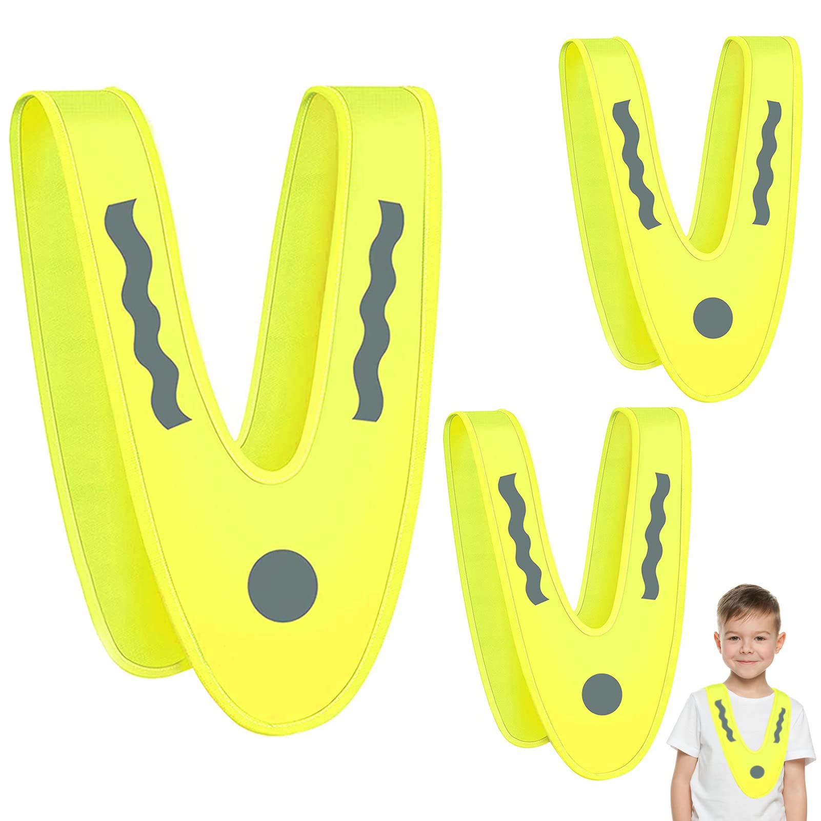 3 Stück Warnweste für Kinder, V-Form Reflektorweste, Pannenweste für Jungen & Mädchen, Signalkragen, Sicherheitsweste, Warnschutzweste, Zur Sicherheit, Waschbar Angebot bei HelloDeals