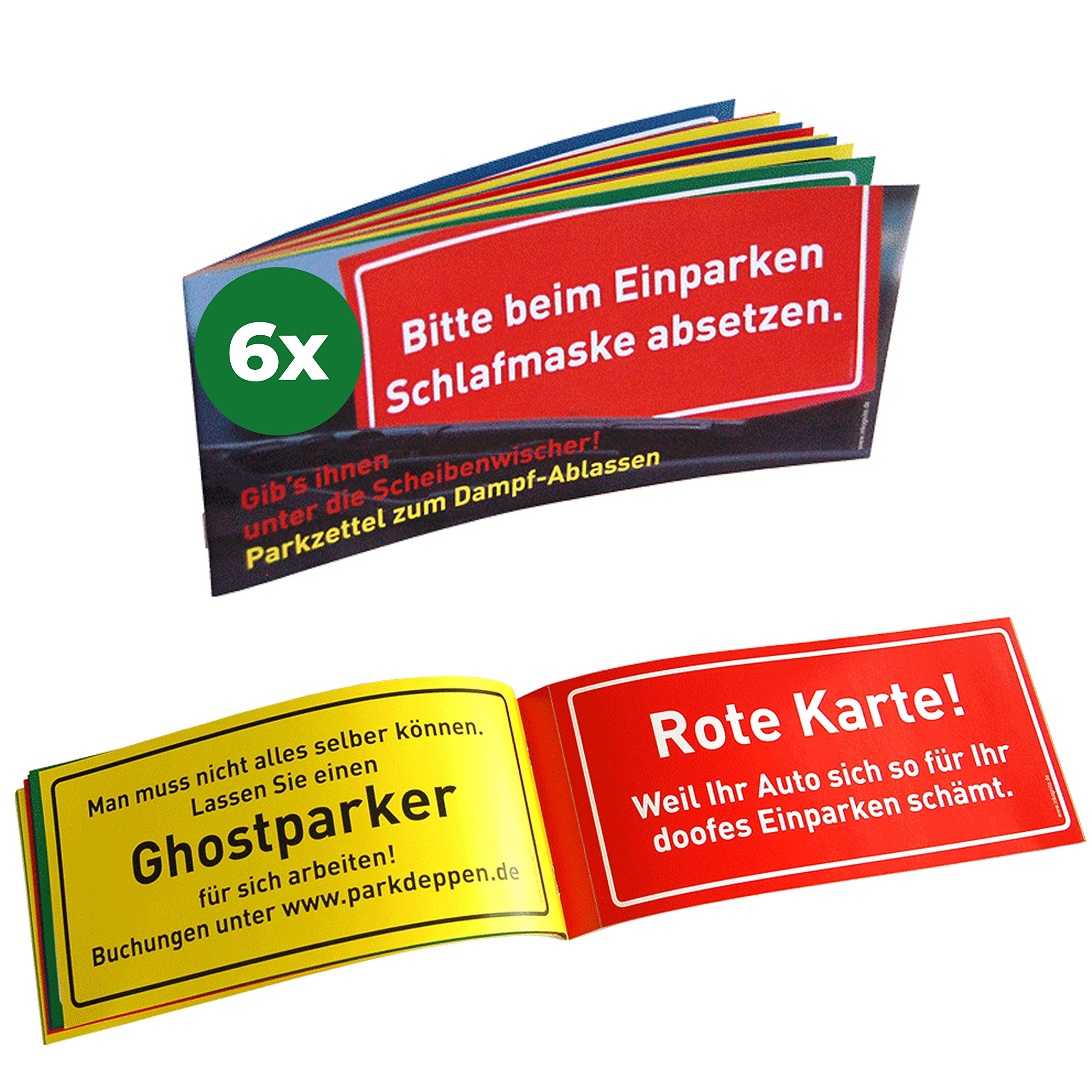 Inkognito Parkzettel zum Dampfablassen • 77080-6 • 6er-Set - Parkzettel je 12 Abreissblätter 20,7 x 9,5 cm • Künstler Sobunthier • Parkschein • Knöllchen 6 x Abreissheftchen Angebot bei HelloDeals