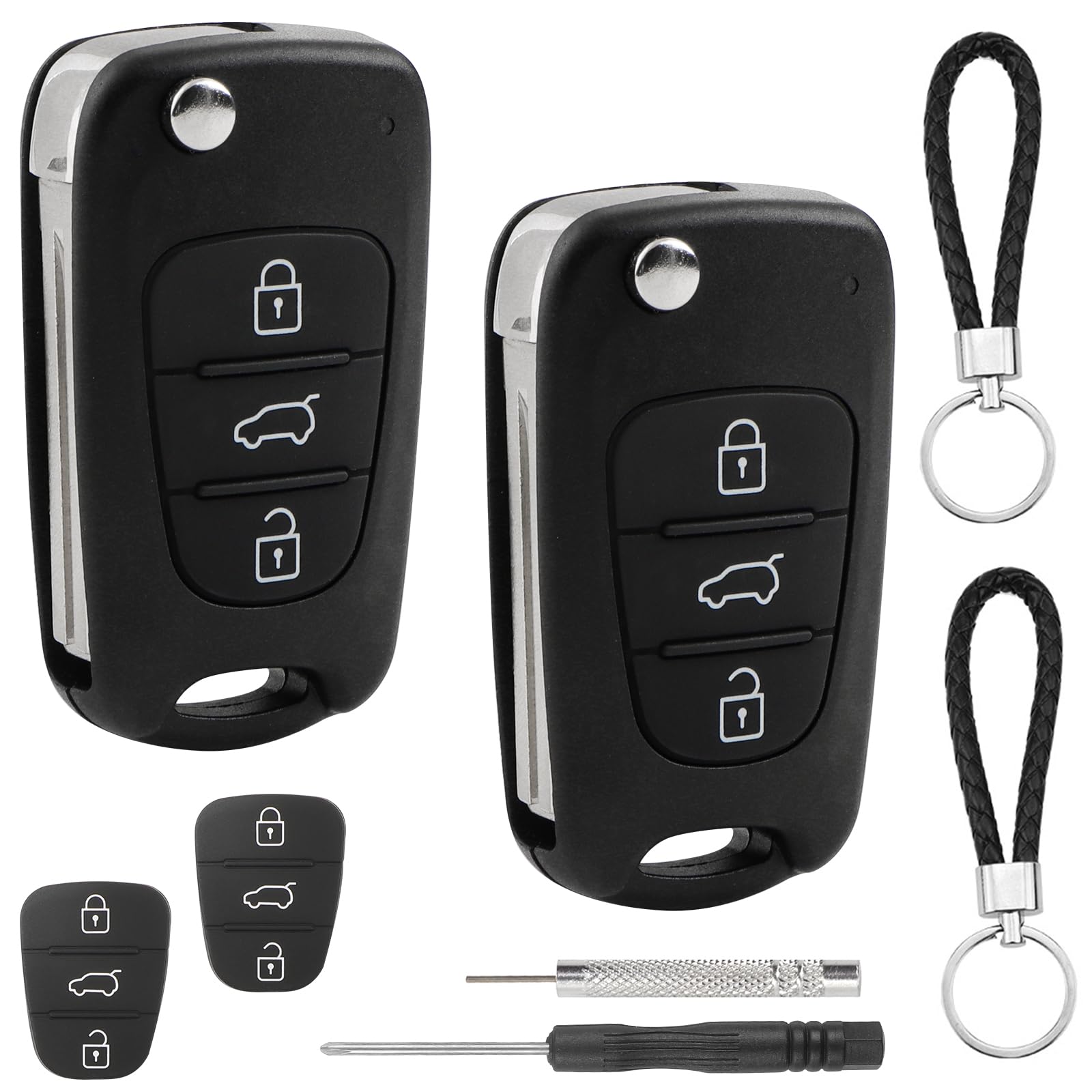 2 Stück Schlüssel Gehäuse mit 3 Tasten Autoschlüssel Tastenfeld Set Kompatibel mit Hyundai i10 i20 i30 ix20 ix35 Kia Sportage Ceed Soul Rio Picanto Fernbedienung Auto Schlüsselgehäuse Klappschlüssel Angebot bei HelloDeals