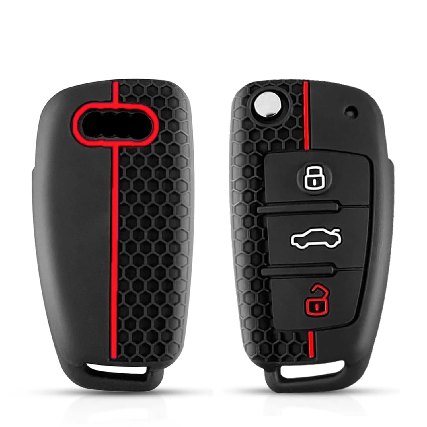 Kesiku Audi Schlüsselhülle für Audi A1 A3 A4 A6 S3 S4 S6 Q3 Q5 Q7 TT RS4 RS6 R8 Seat Exeo Schlüssel, Audi A3 Schutzhülle TPU, Autoschlüssel Hülle Audi Silikon - 3 Tasten Rote Linie Schwarz - Rote Linie Angebot bei HelloDeals