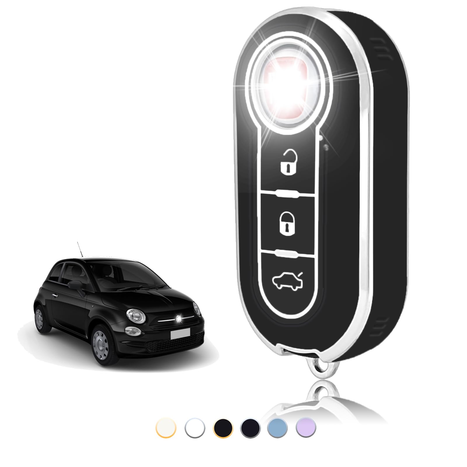 TOOMUME Schlüsselhülle, Autoschlüssel Hülle Passt für FIAT 500 Punto Bravo Brava Panda Abarth Doblo Ducato Idea Ulysse MPV Lancia Ypslon Delta Musa, Schlüsselcover Schutz Schlüssel Gehäuse - Flip Key Schwarz Silber Angebot bei HelloDeals