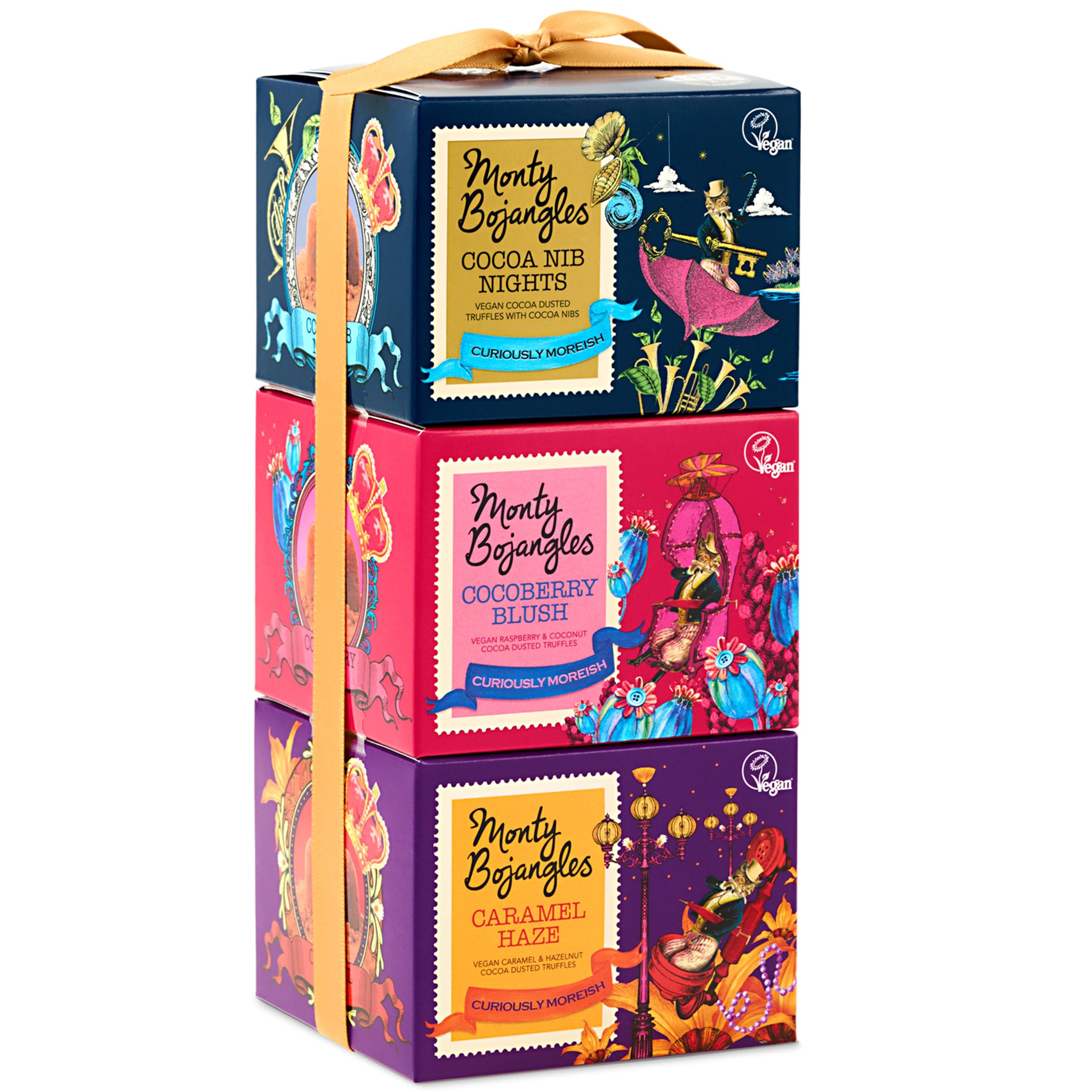 Monty Bojangles Vegane Kakaobestäubte Trüffel Pralinen, Geschenkturm, 3 x 100 g, Luxuriöses Schokolade Geschenkset in 3 Verschiedenen Geschmacksrichtungen, Individuelles Veganes Pralinen Geschenk Vegan Selection Gift Tower (3x100g) Angebot bei HelloDeals