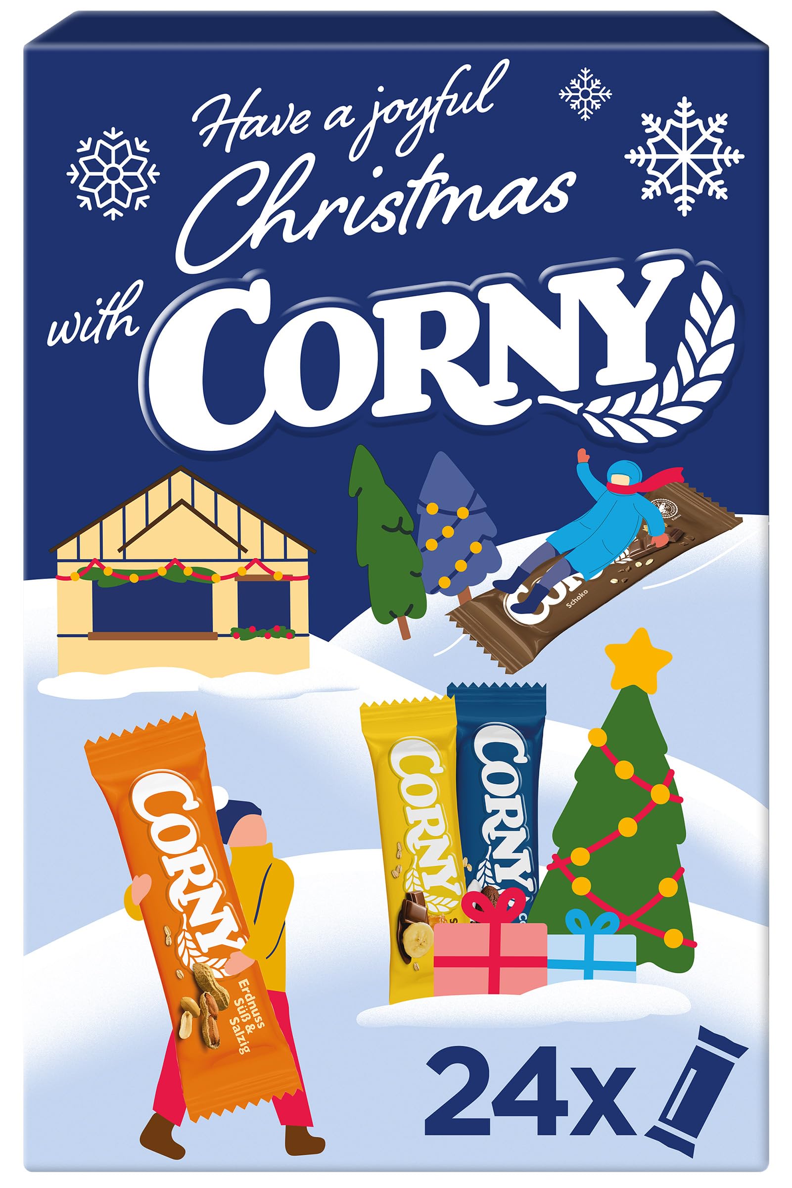 Corny Adventskalender 2025 | Weihnachtskalender mit 24 Müsliriegeln in verschiedenen Sorten | Bunte Snack Überraschung zum Advent | Süßes Geschenk für Weihnachten, Feiertage und Winterzeit Angebot bei HelloDeals