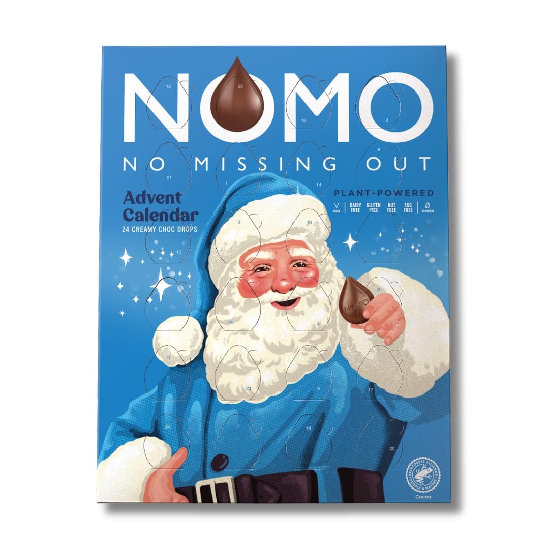 NOMO Creamy Adventskalender 2025 - Allergenfreie Weihnachten - Laktosefrei, Erdnuss-/Nussfrei, Eifrei, Glutenfrei - Veganer Schokogenuss - mit zertifizierter Schokolade - 70g Schokodrops 76g 2025 Angebot bei HelloDeals