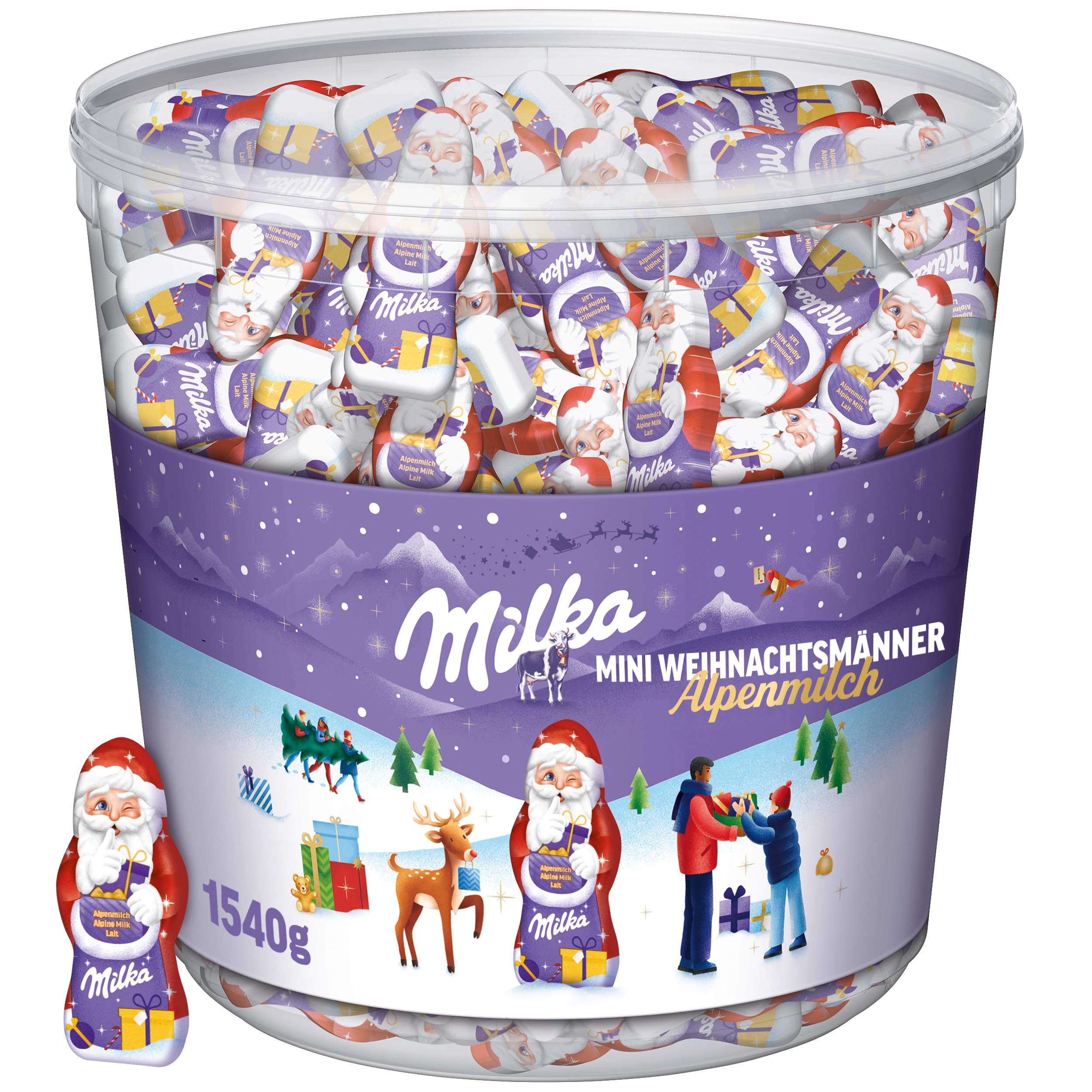 Milka Mini Weihnachtsmänner – Mix aus Alpenmilch, Milchcrème & Noisette in der Großpackung – 1540g Angebot bei HelloDeals