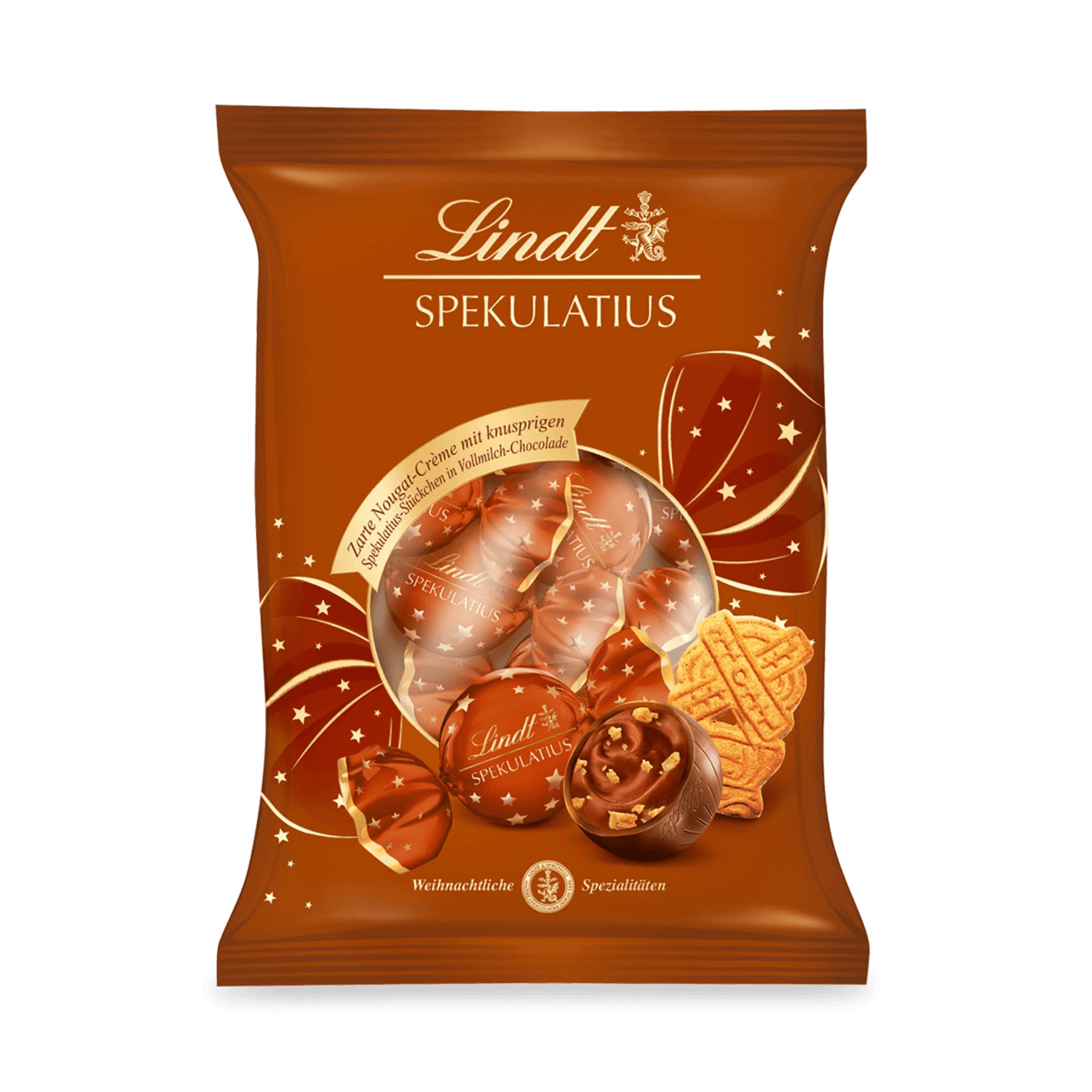 Lindt Schokolade | Spekulatius Doppeldreh Kugeln Beutel | 101g | 9 zarte Nougatcrème Kugeln mit knusprigem Spekulatius in Vollmilchschokolade | festliches Schokoladen-Geschenk zu Weihnachten Angebot bei HelloDeals