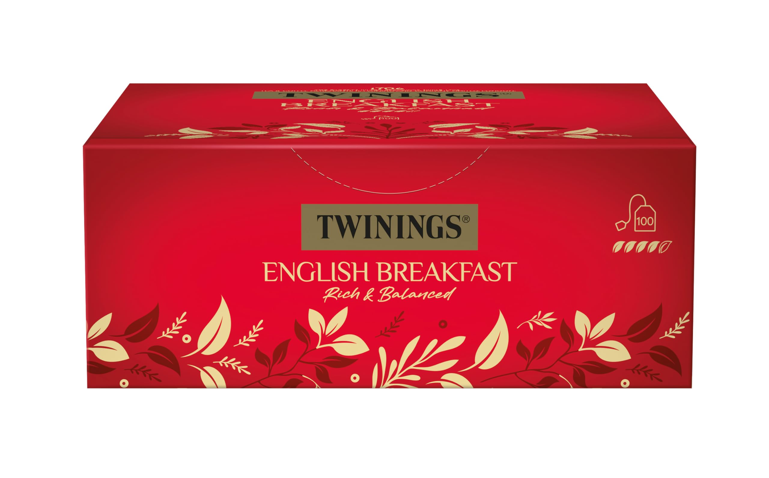 Twinings English Breakfast Tea - Schwarzer Tee - kräftiger Schwarztee aus hochwertigen Teeblättern, gepflückt in Sri Lankas und Indiens besten Teegärten, 100 Teebeutel (200g) 1er Pack (100 Teebeutel) Angebot bei HelloDeals