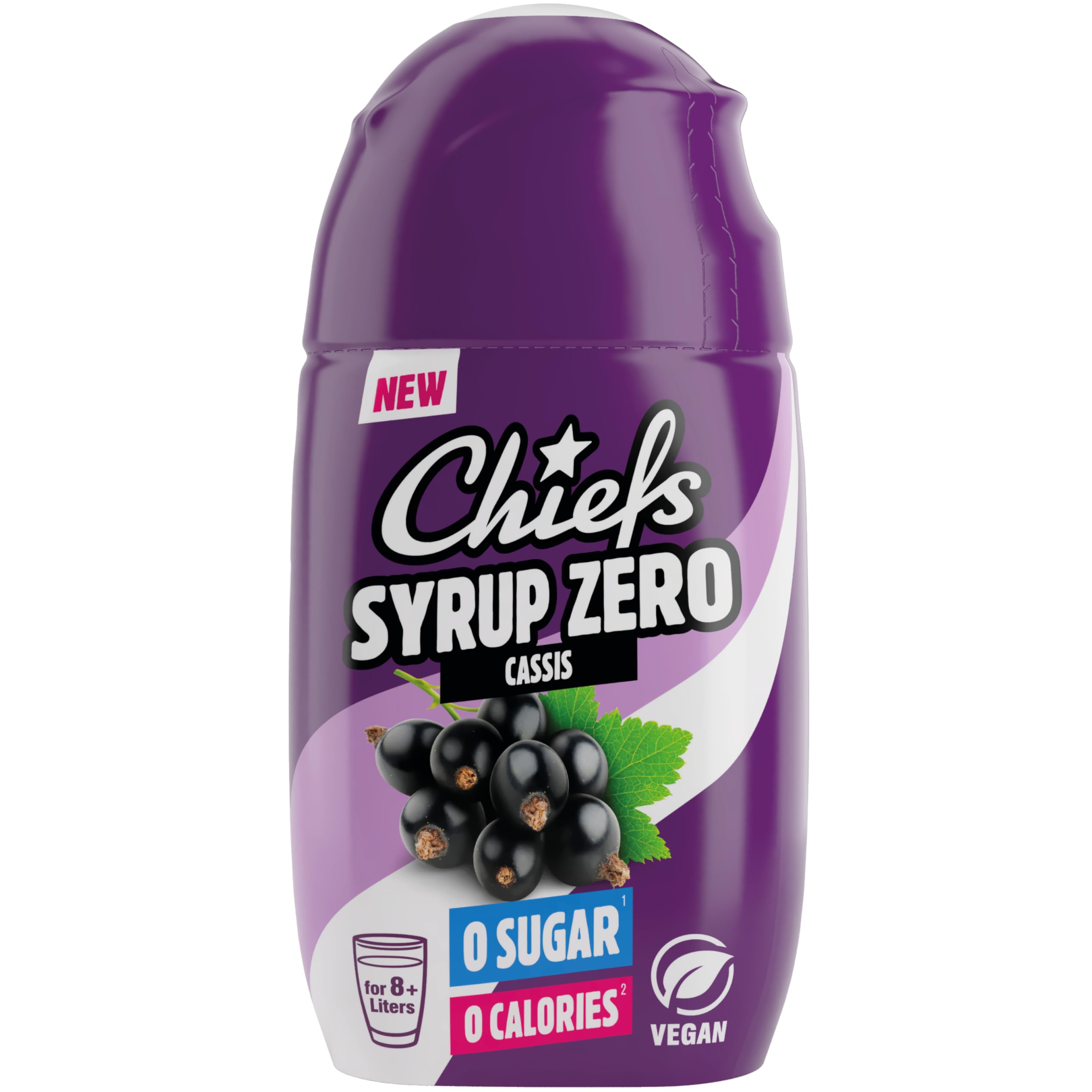 CHIEFS Syrup Zero, Johannisbeere, 65ml, für mehr als 8l Fertiggetränk, Sirup zuckerfrei mit echten Fruchtextrakten, vegan, zero Kalorien, made in Germany Angebot bei HelloDeals