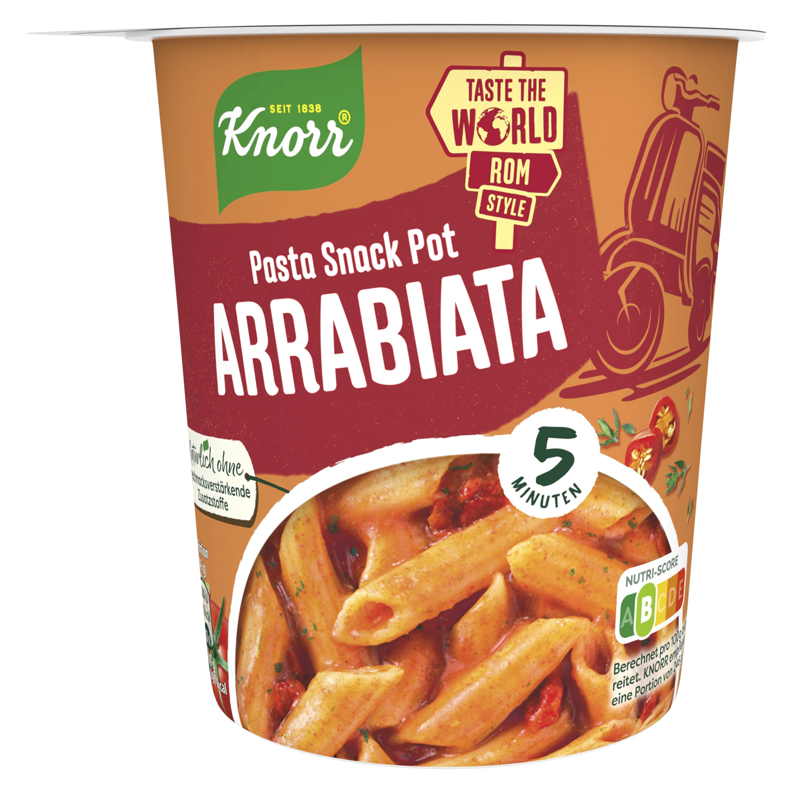 Knorr Pasta Snack Arrabiata Becher, 8 x 66 g 33 g (8er Pack) Angebot bei HelloDeals
