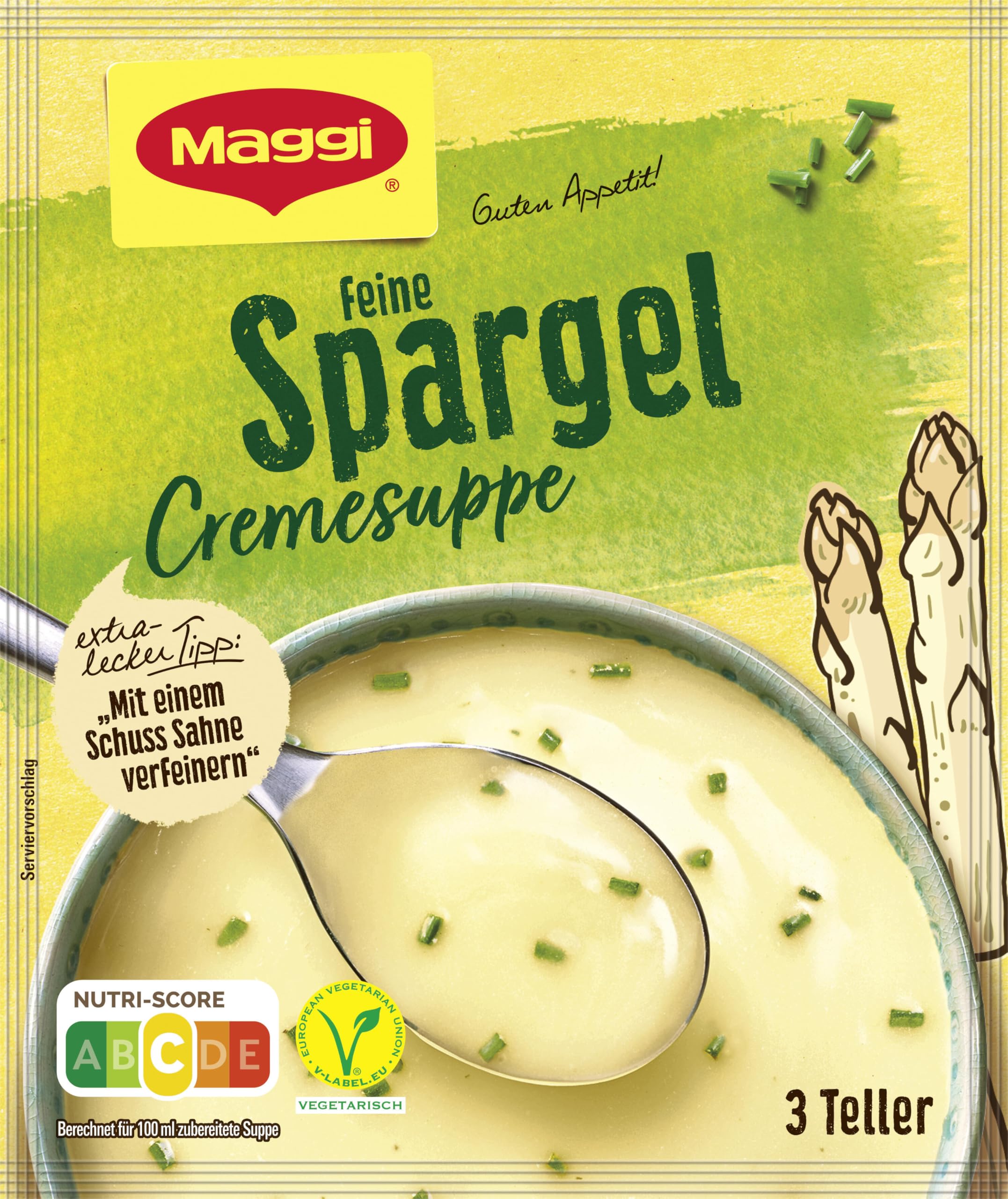 Maggi Guten Appetit, Spargel Cremesuppe, 60g Beutel, ergibt 3 Teller, 1er Pack (1 x 60g) Angebot bei HelloDeals