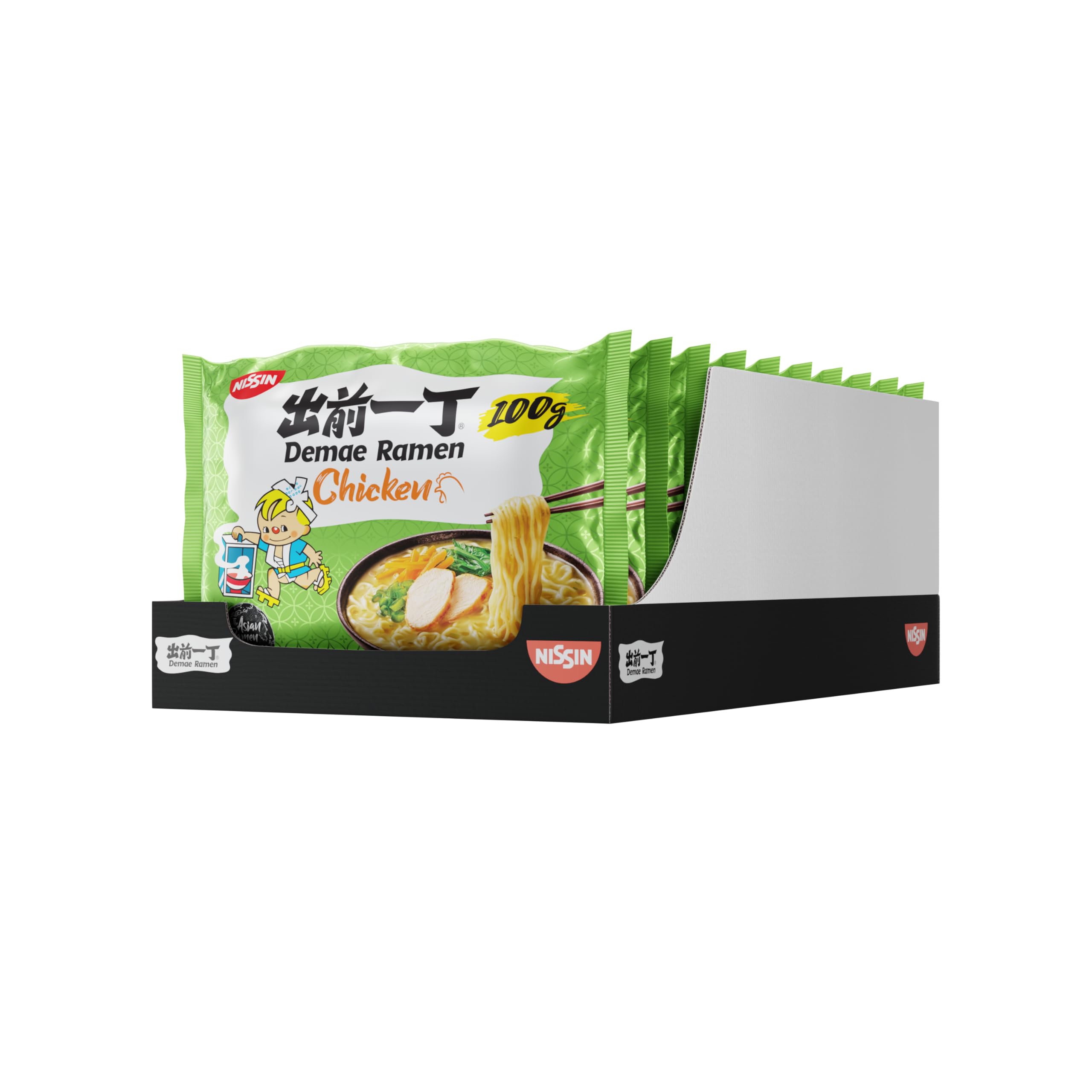 Nissin Demae Ramen – Huhn, 10er Pack, Instant-Nudeln japanischer Art, mit Hühnerfleisch-Geschmack, Sesamöl & asiatischen Gewürzen, schnell & einfach zubereitet, asiatisches Essen (10 x 100 g) Angebot bei HelloDeals