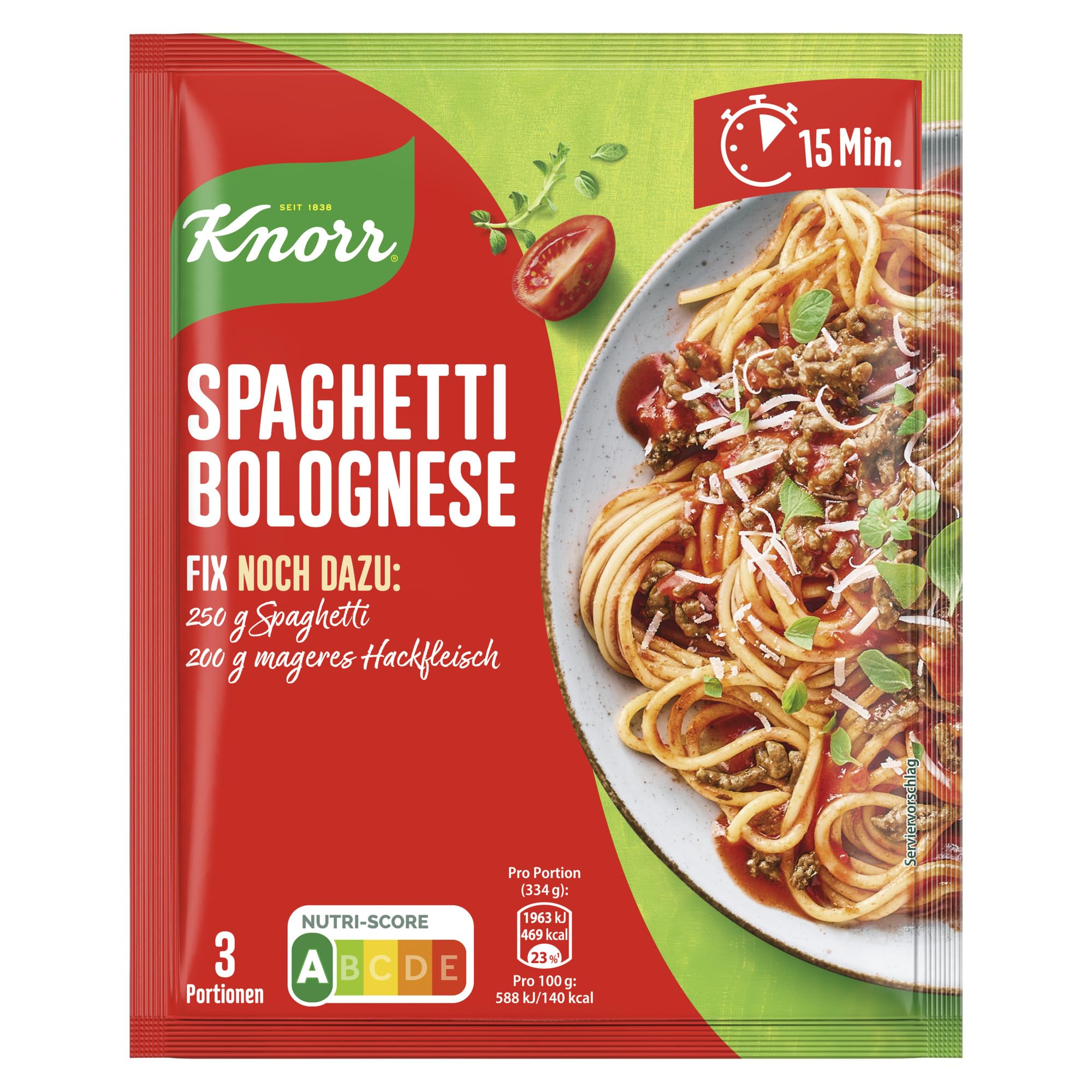 Knorr Fix Würzmischung Spaghetti Bolognese für ein leckeres Nudelgericht mit natürlichen Zutaten 40 g Spaghetti Bolognese Würzmischung Angebot bei HelloDeals