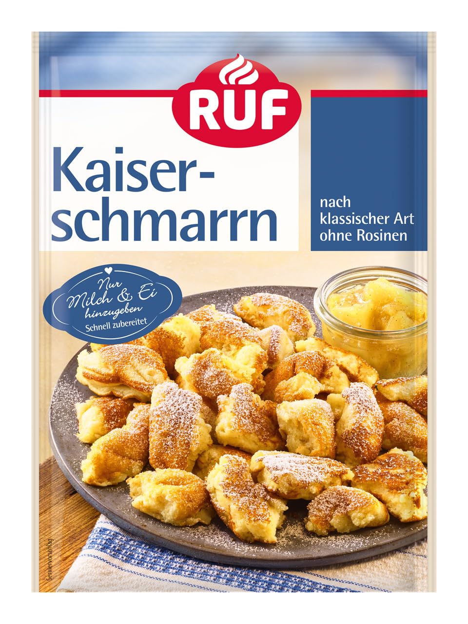 RUF Kaiserschmarrn nach traditioneller Art ohne Rosinen, super fluffiger Teig, schnell und einfach zubereitet mit nur Milch und Ei, klassischer österreichischer Genuss, 1 x 165 Kaiserschmarrn 1 x 165 g Angebot bei HelloDeals