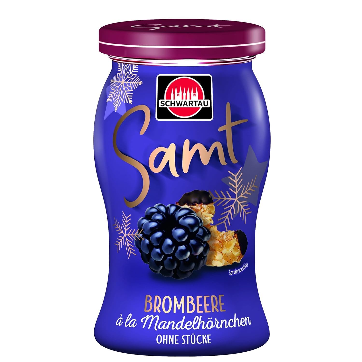 Schwartau Samt Winter-Edition Brombeere à la Mandelhörnchen | Fruchtaufstrich ohne Stücke & Kerne | Cremig-feiner Genuss für ein festliches Frühstück & winterliche Backideen | 270 g Glas 270 g (1er Pack) Brombeere á la Mandelhörnchern Angebot bei HelloDeals