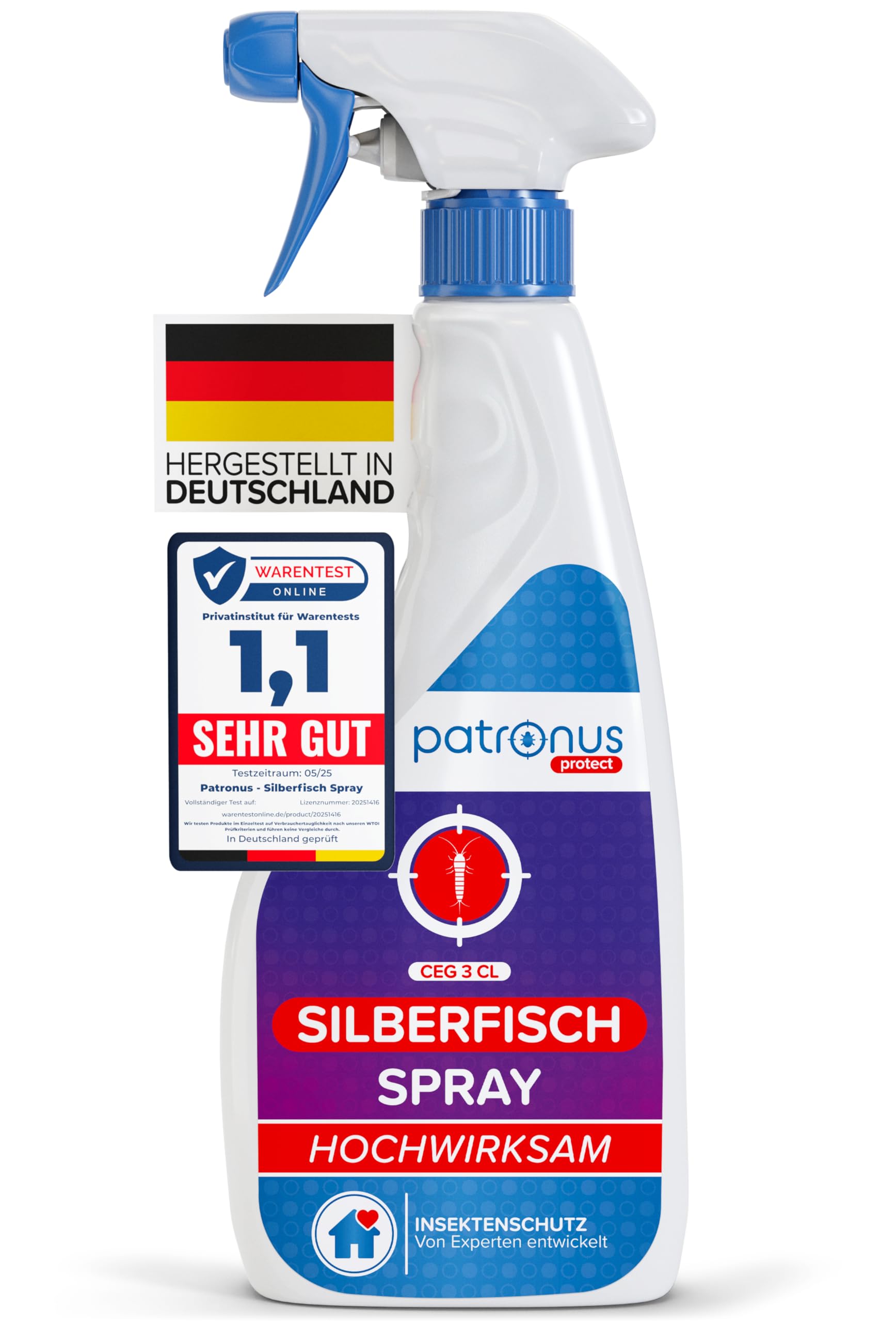 Patronus Silberfisch-Spray mit Sofortwirkung 500 ml - effektives Abwehr-Mittel gegen Silberfische & Papierfische - hochwirksame Alternative zu Silberfisch-Köderdose & Falle, mit dezentem Zitrusduft 500ml Angebot bei HelloDeals