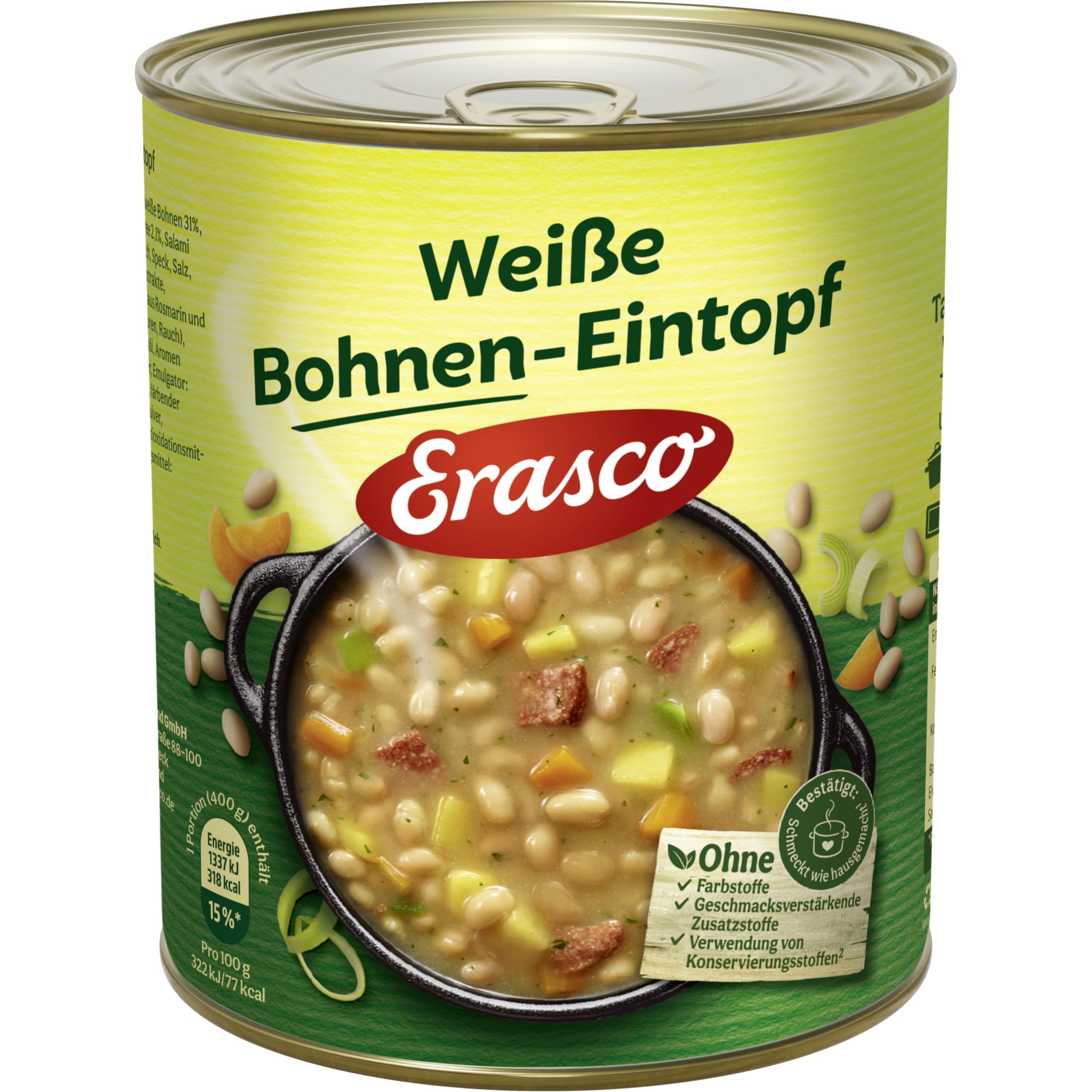 Erasco Weiße Bohnen-Eintopf (800g) In rund 5 Minuten fertig – Mit viel Gemüse – Ohne Schnickschnack - Einfach lecker 1 Angebot bei HelloDeals