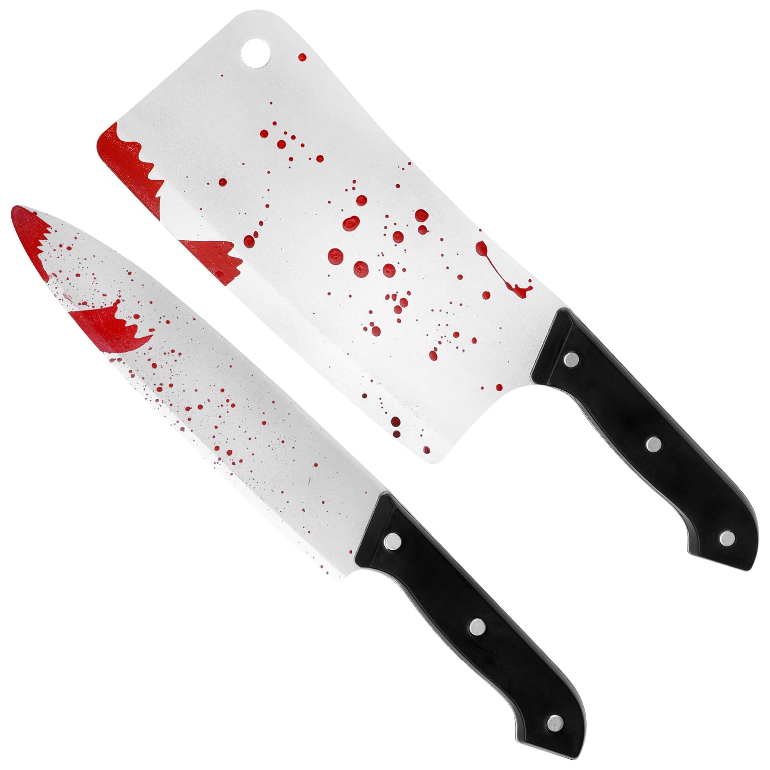 DERAYEE 2 Stück Halloween Messer, 30 cm Halloween Waffe mit Blut,Plastikmesser,Fake Messer für Kinder, Dschungel,Cos,Party Stil 3 Angebot bei HelloDeals