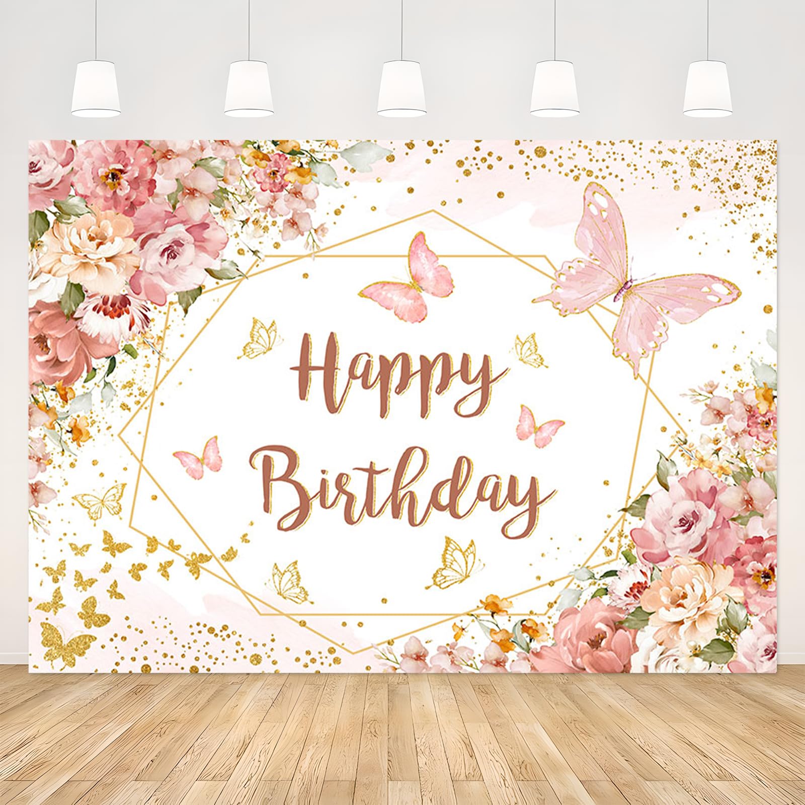 APROPHIC Schmetterling Geburtstagbanner Hintergrund Rosa Blume Schmetterling Happy Birthday Banner Fotohintergrund Mädchen Geburtstag Banner Party Dekoration Foto Hintergrund 2.1x1.5 m Farbe Schmetterlinge - 1 Angebot bei HelloDeals