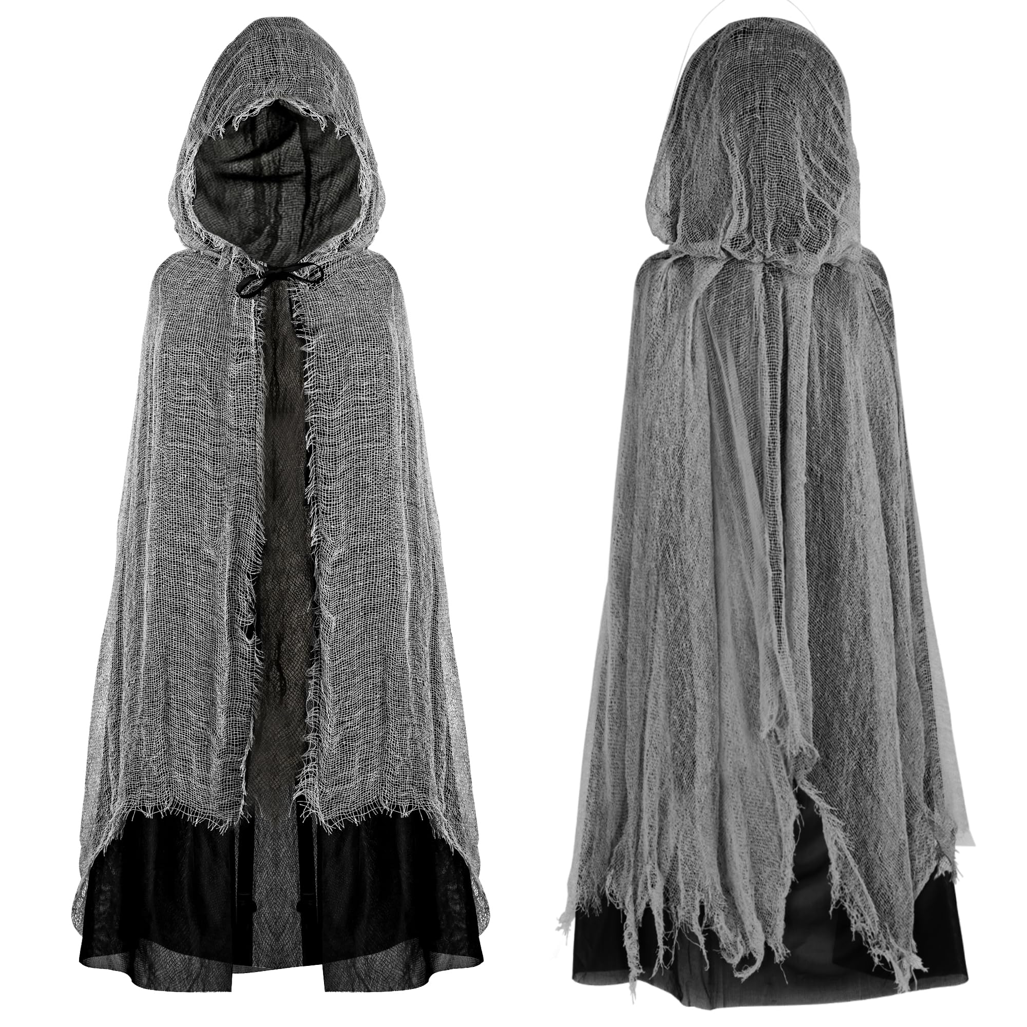 Schwarzer Umhang mit Kapuze,Unisex Halloween Umhang Geister Kostüm Erwachsene Kinder Halloween Sensenmann Mantel Darth Vader Umhange Geist Umhange Cape Outfit für Cosplay Karneval L-140cm Angebot bei HelloDeals