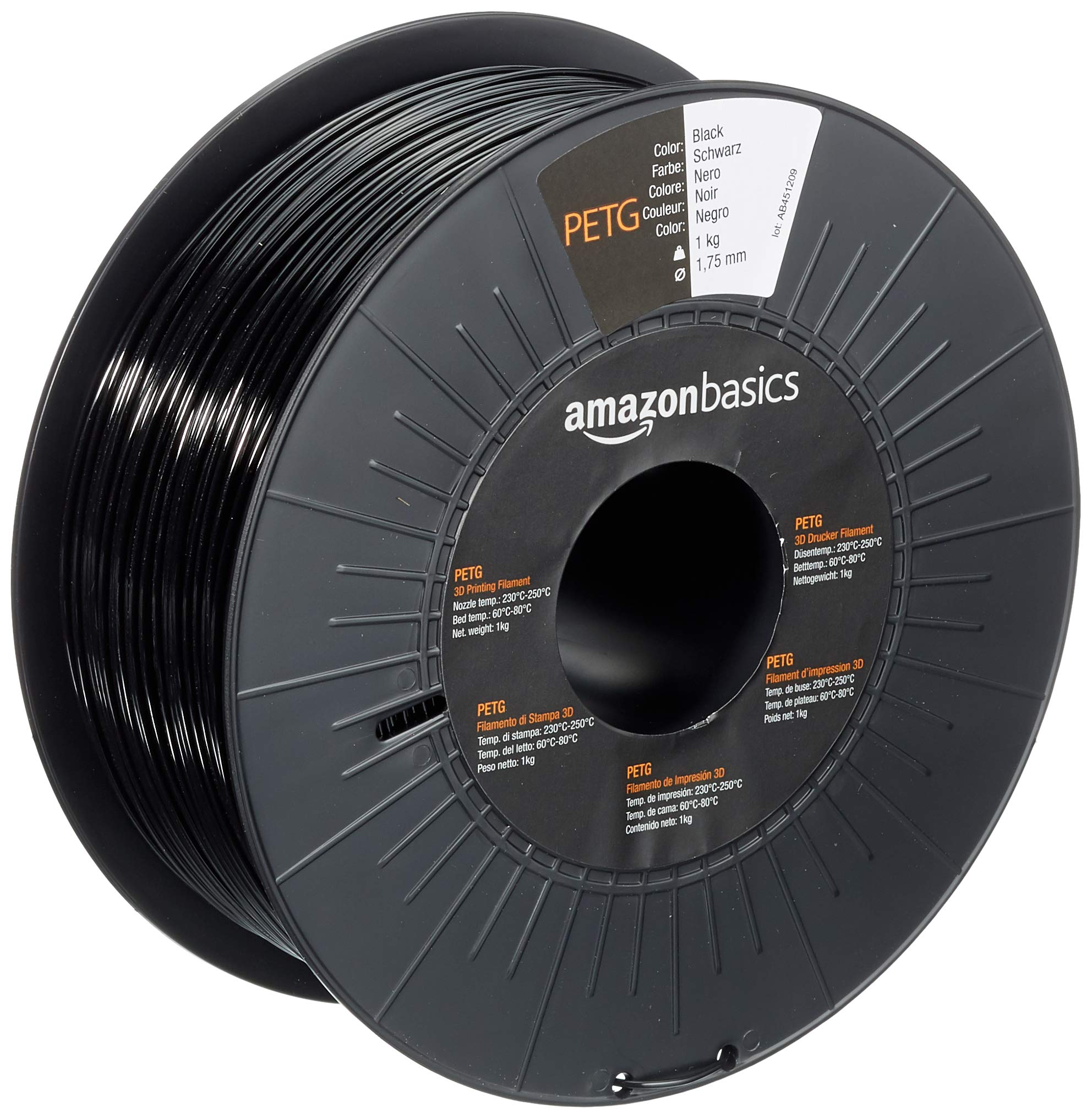Amazon Basics 3D-Drucker-Filament aus PETG-Kunststoff, 1.75 mm, Schwarz, 1-kg-Spule Schwarz 1 Spool Angebot bei HelloDeals