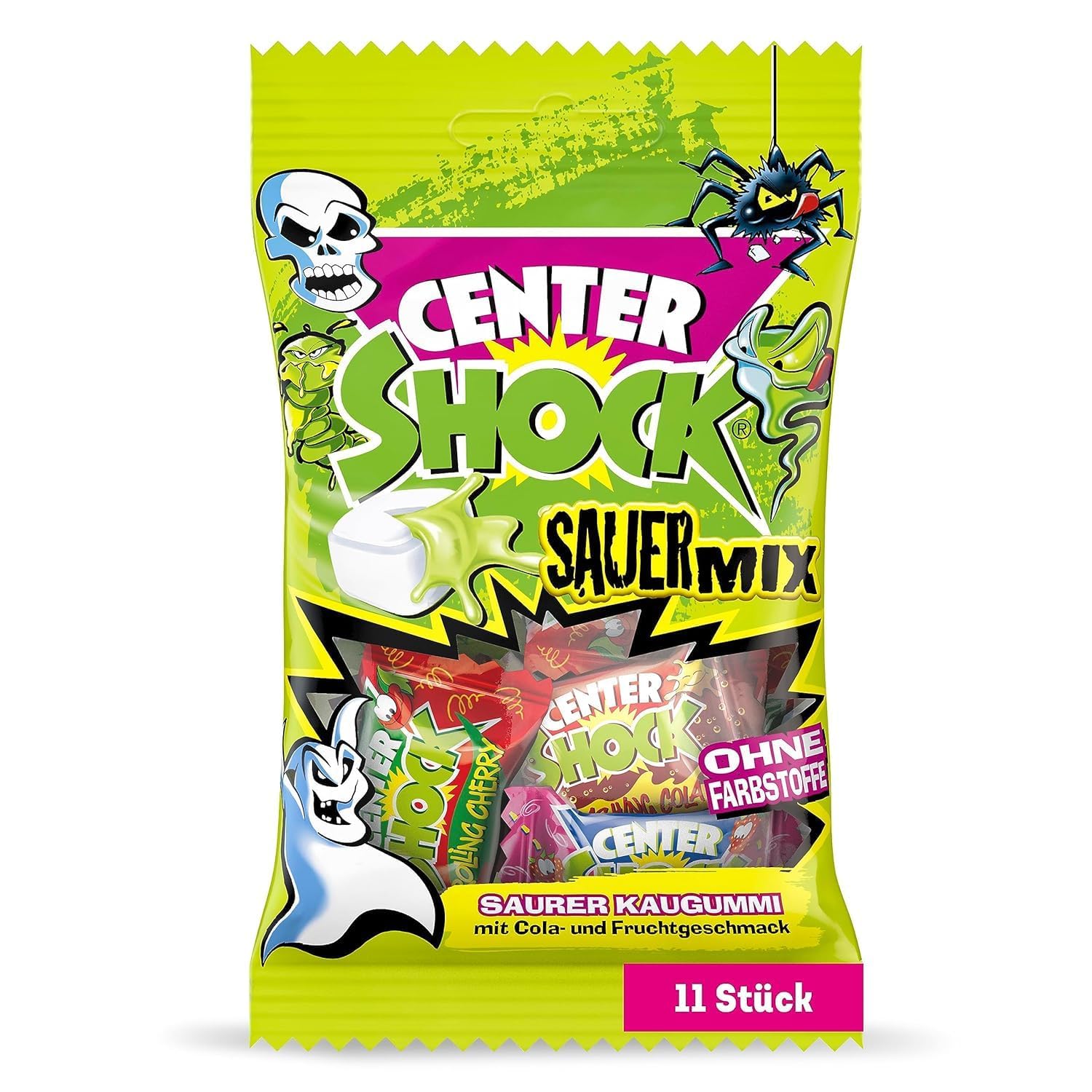 Center Shock Sour Mix, 1 Packung mit 11 extra-sauren Kaugummis, mit Füllung, ohne Farbstoffe, geeignet für Geburtstag, Weihnachten & Halloween 44g 11 stück (1er Pack) Angebot bei HelloDeals