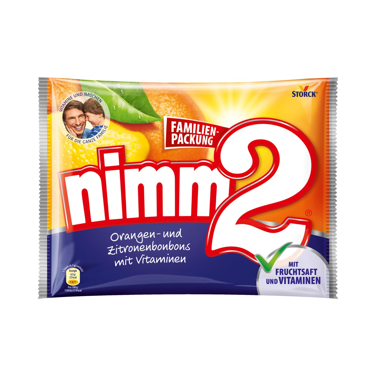 nimm2 – Kleine Süßigkeiten-Bonbons mit flüssigem Kern aus Fruchtsaft und reichhaltigen Vitaminen für Kinder und Erwachsene – (429g Beutel) 1 x 429g Angebot bei HelloDeals