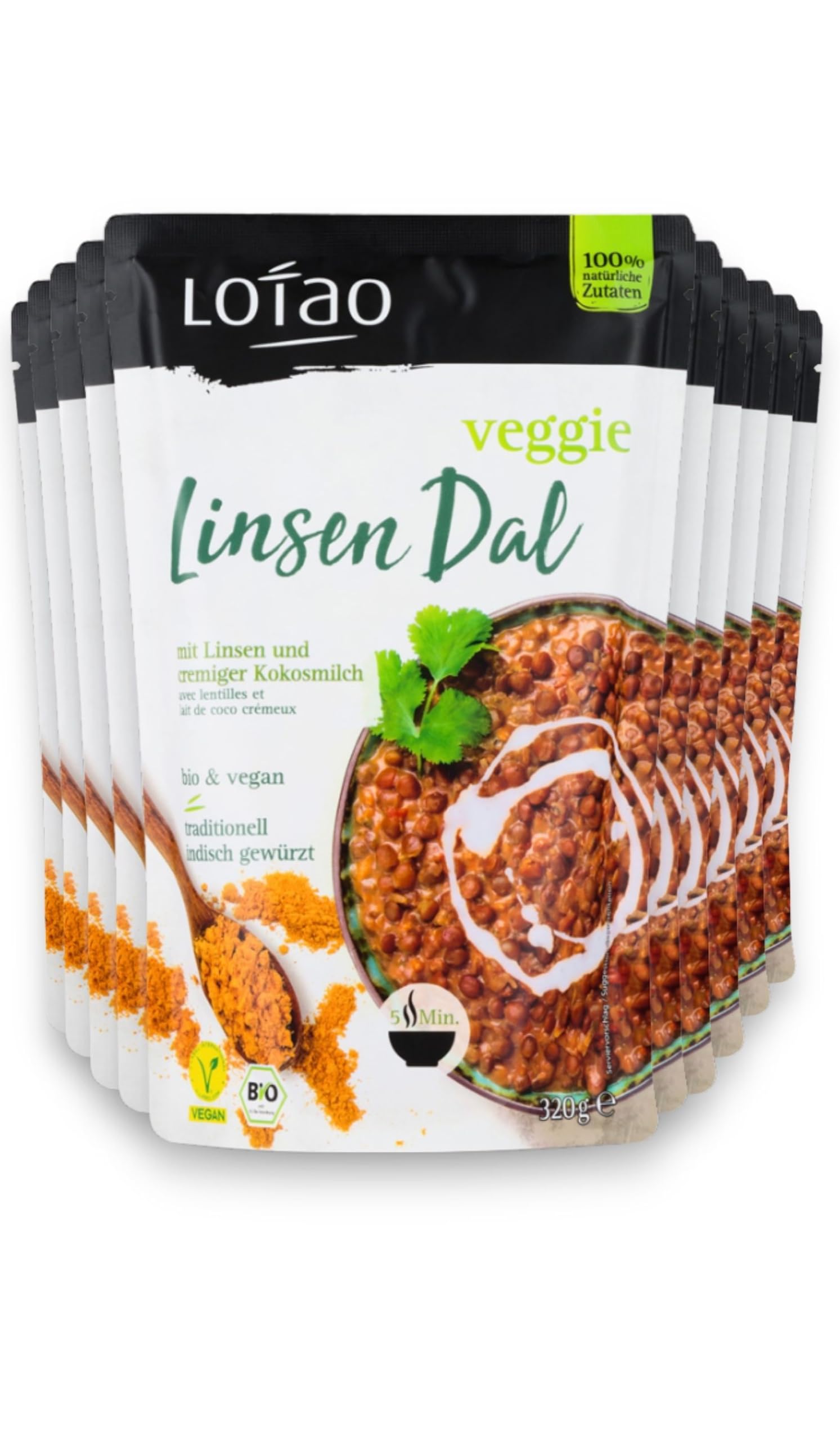 LOTAO Veggie Linsen Dal 10x320g Paket Vegane Fertiggerichte | BIO-Gerichte ohne Zusätze und Soja | Schnell und praktisch: Fertigessen für Mikrowelle und Pfanne | Vegane Lebensmittel für jeden Tag Linsen Dal 320 g (10er Pack) Angebot bei HelloDeals