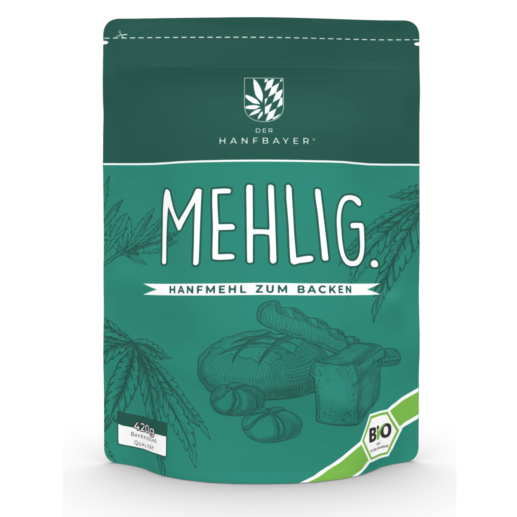 Der Hanfbayer® | Bio Hanfmehl | Backen | Naturbelassen ohne Zusatzstoffe | Made in Germany | Kohlenhydratarm | Proteinquelle - 420g Angebot bei HelloDeals