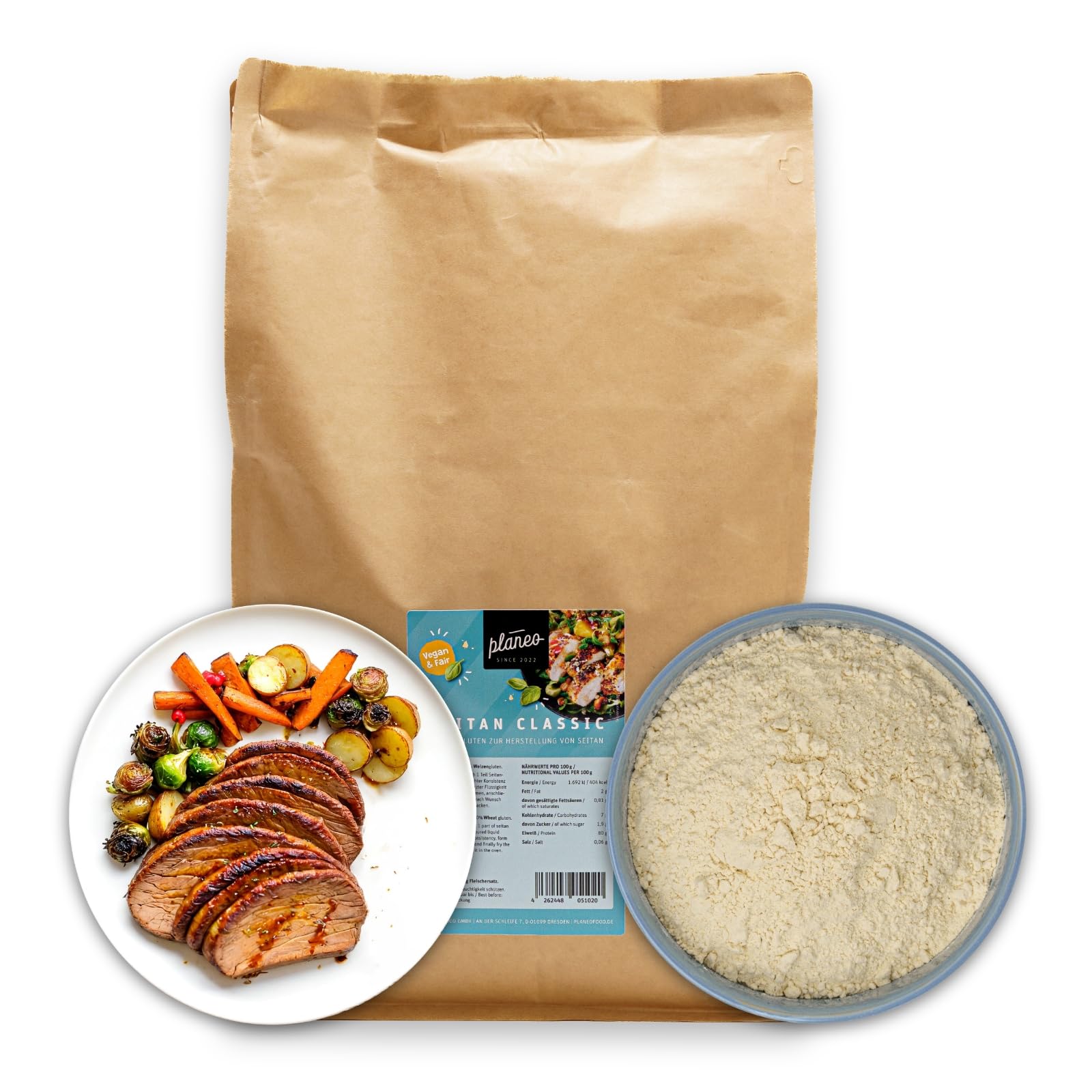 Planeo Seitan Classic 5kg - veganer Fleischersatz, proteinreich, produziert in Deutschland, vielseitig verwendbar, Weizengluten Angebot bei HelloDeals