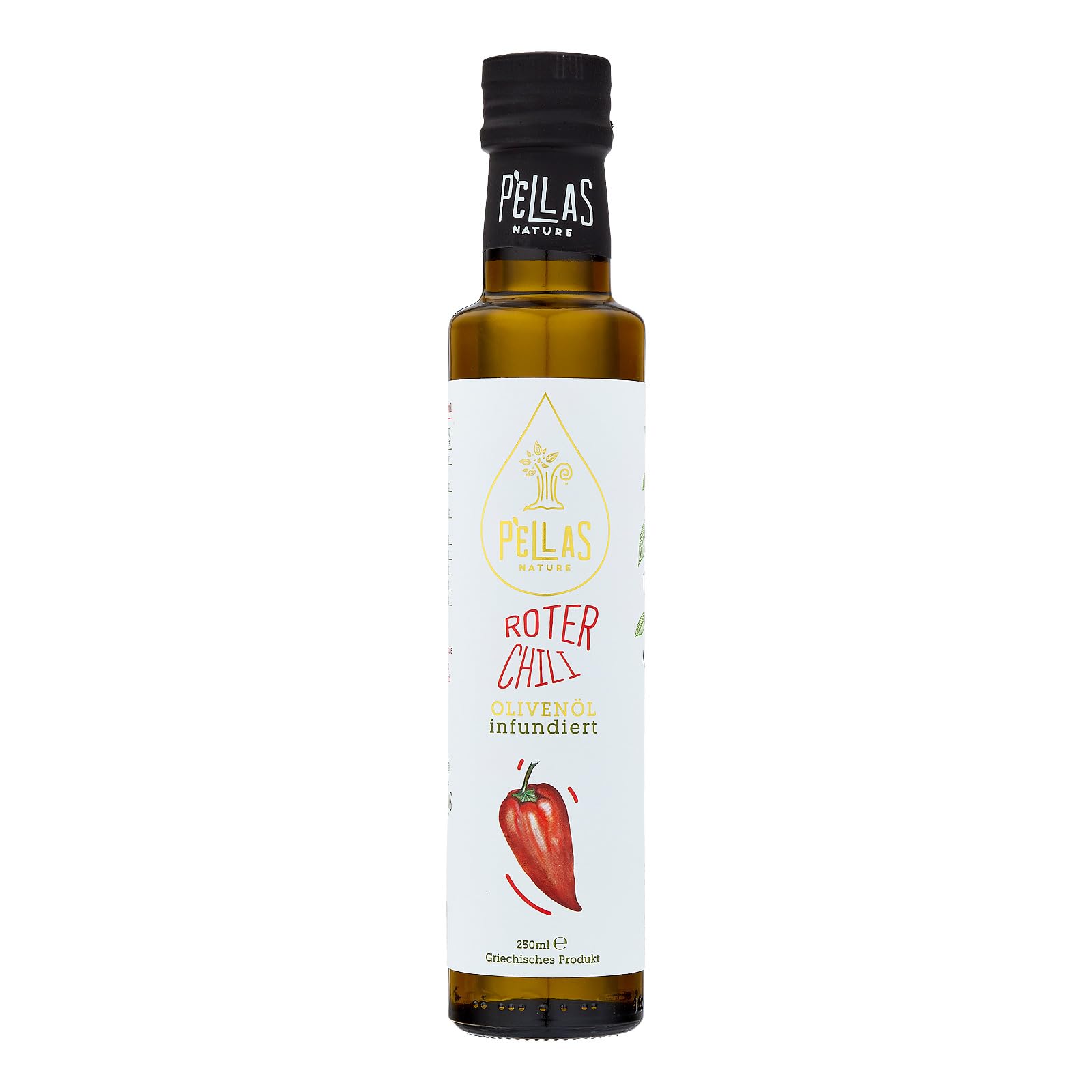 Pellas Nature Olivenöl Extra Vergine mit Chili - Olivenöl kaltgepresst, Testsieger aus Griechenland, OK-Kosher, ohne Zusatzstoffe, 250ml Ölflasche Olivenöl mit Chili Angebot bei HelloDeals