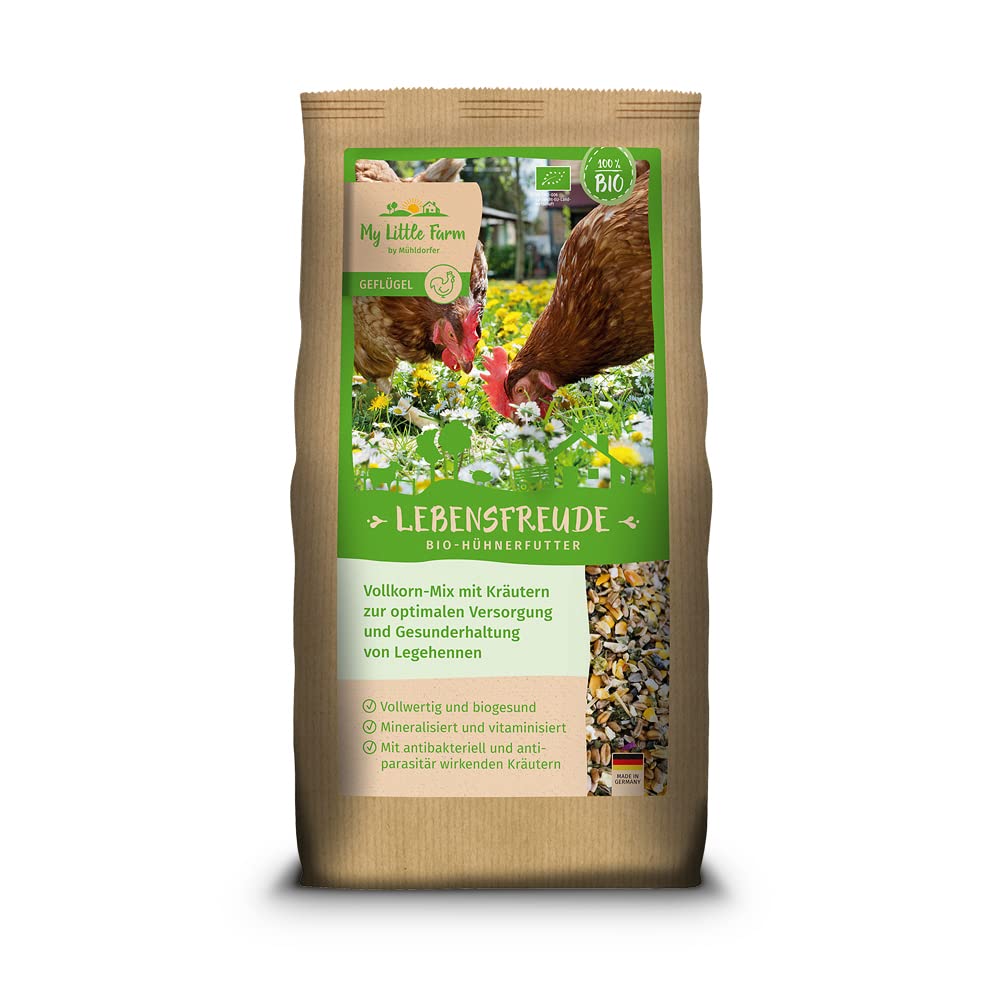 My Little Farm Lebensfreude Bio-Hühnerfutter, 2 kg, Vollkorn-Mix mit wertvollen Kräutern zur optimalen Versorgung und Gesunderhaltung von Legehennen und anderem Geflügel 2 kg (1er Pack) Angebot bei HelloDeals