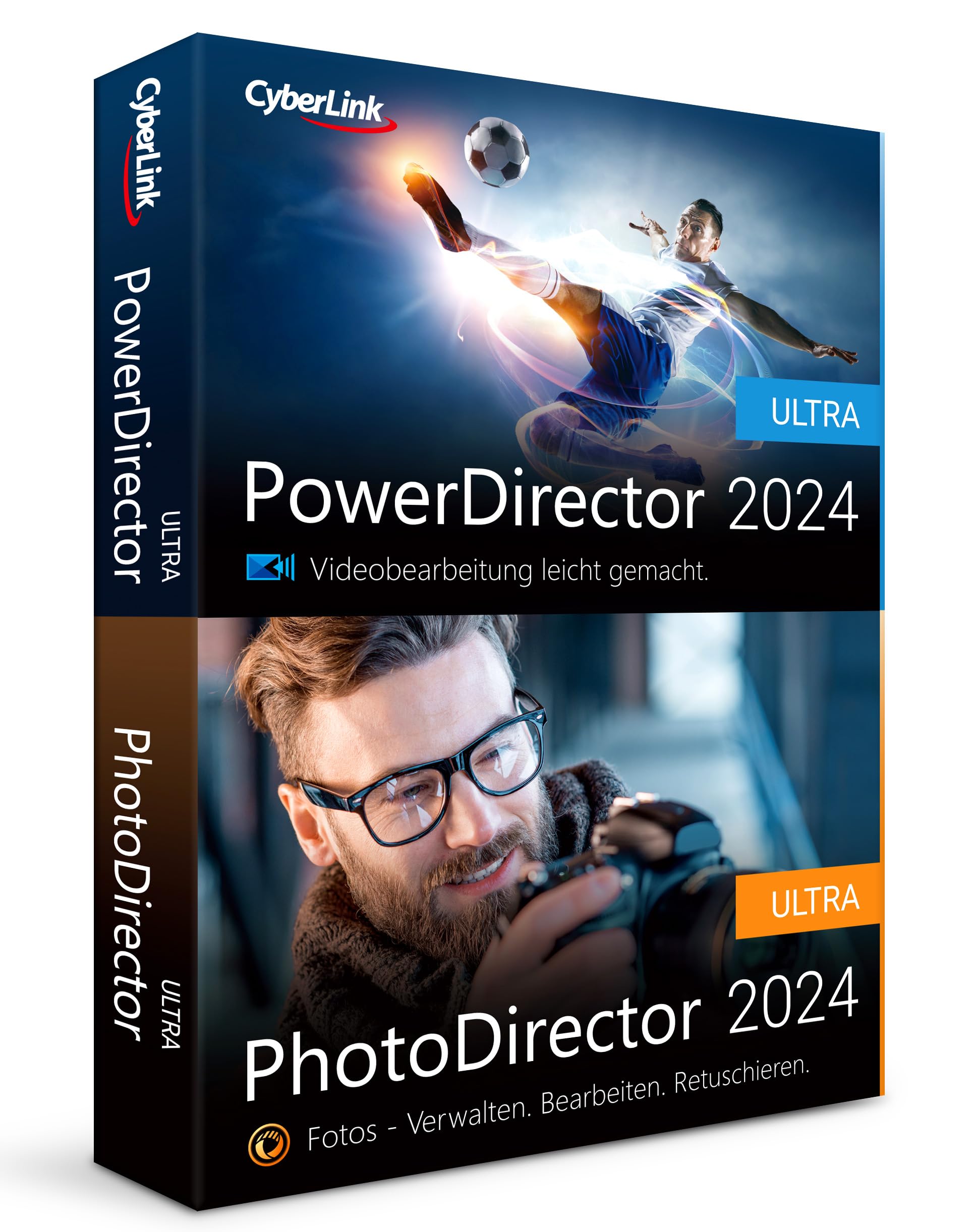 CyberLink PowerDirector 2024 Ultra & PhotoDirector 2024 Ultra, Benutzerfreundliches Videobearbeitungsprogramm für PC mit Greenscreen, Screen Recorder, Leistungsstarkes Bildbearbeitungsprogramm [Box] Box Bundle Edition (Win) Dauerlizenz Angebot bei HelloDeals