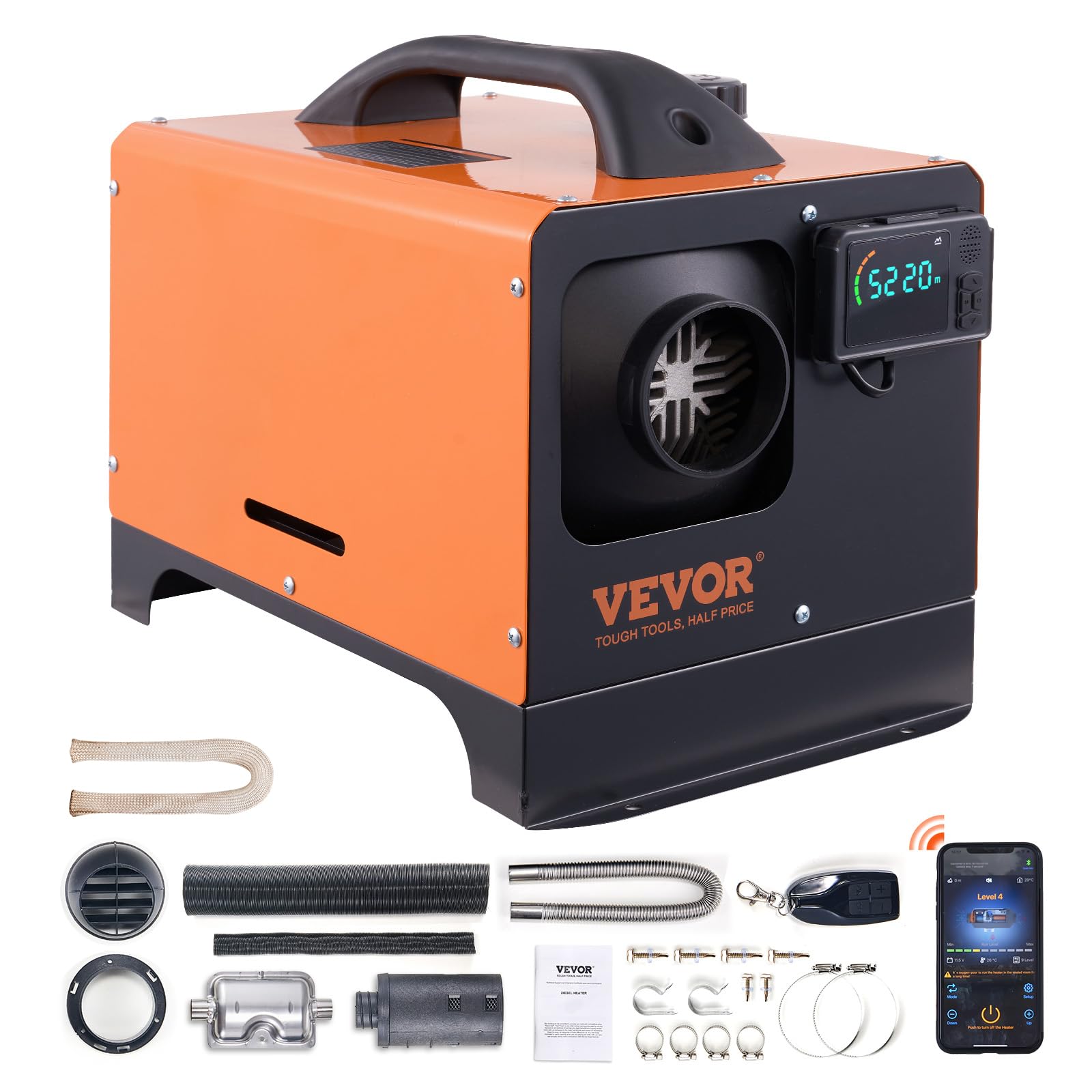 VEVOR Luft Dieselheizung Standheizung 12 V 8 kW, Luftheizung Air Diesel Diesel Standheizung Lufterhitzer, 0,16–0,62 L/Std. Auto-Dieselheizung mit LCD-Display & Fernbedienung & Bluetooth-APP Steuerung Orange-Bluetooth 8KW/12V Angebot bei HelloDeals
