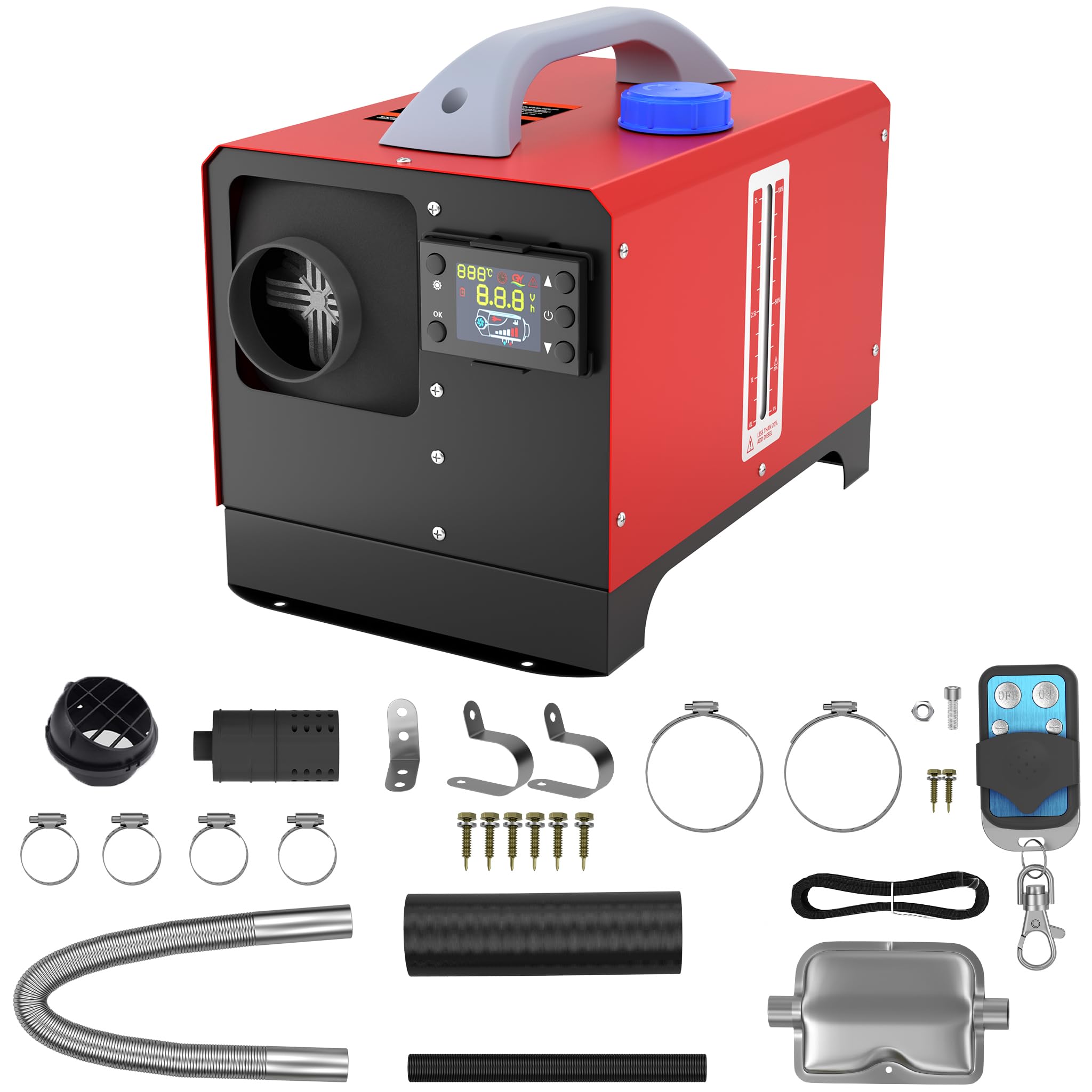 SUBTLETY 12V Diesel Standheizung 8kW Air Dieselheizung 0.18-0.48 L/h Horizontal Diesel Lufterhitzer mit Fernsteuerung LCD Monitor und Schalldämpfer für Auto LKW RV Wohnmobil Boote Bus (Rot, Typ C) Rot, Horizontal, Typ C Angebot bei HelloDeals