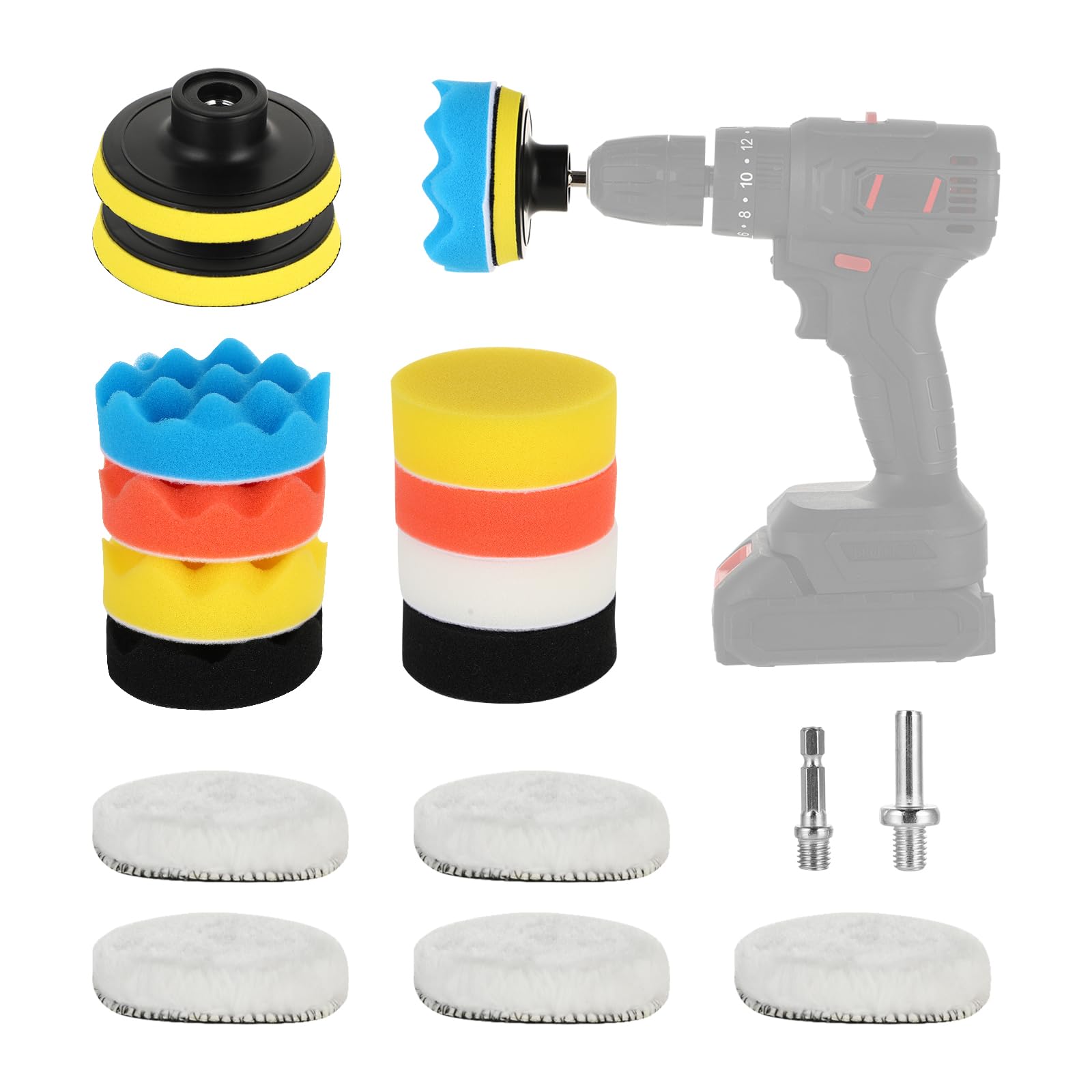 80mm polieraufsatz akkuschrauber, (17tlg) Polierset Auto, Polierschwämme Pads, Scheinwerfer Polierset, polieraufsatz winkelschleifer für Poliermaschine zum Polieren, Schleifen, Wachsen Angebot bei HelloDeals