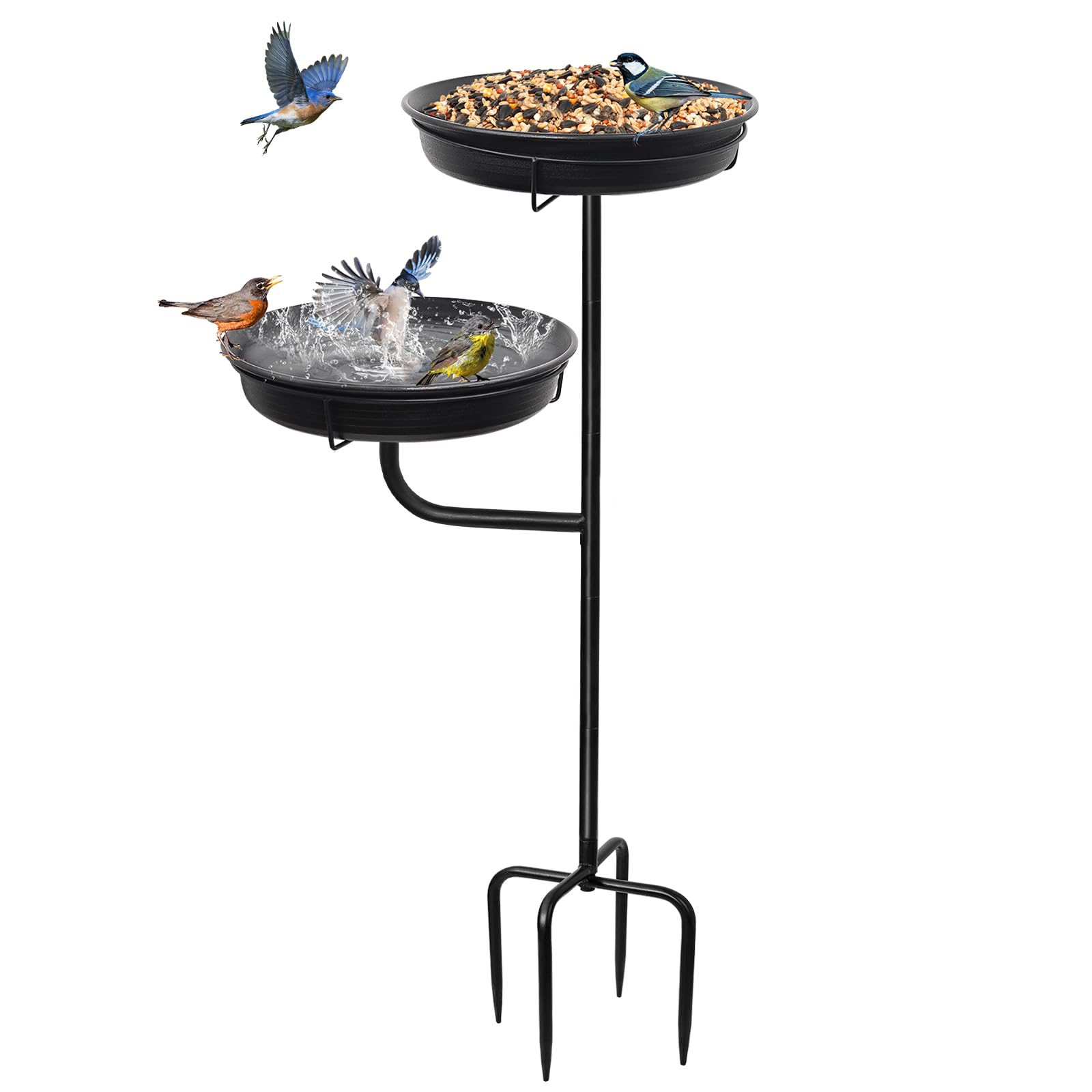Vogeltränke Vogelbad Schale Stehend, Vogelbad Garten für Wildvögel Wassertränke für Vögel, Frei stehender Garten Vogel Feeder Bird Bad Schüssel (Grau) Angebot bei HelloDeals