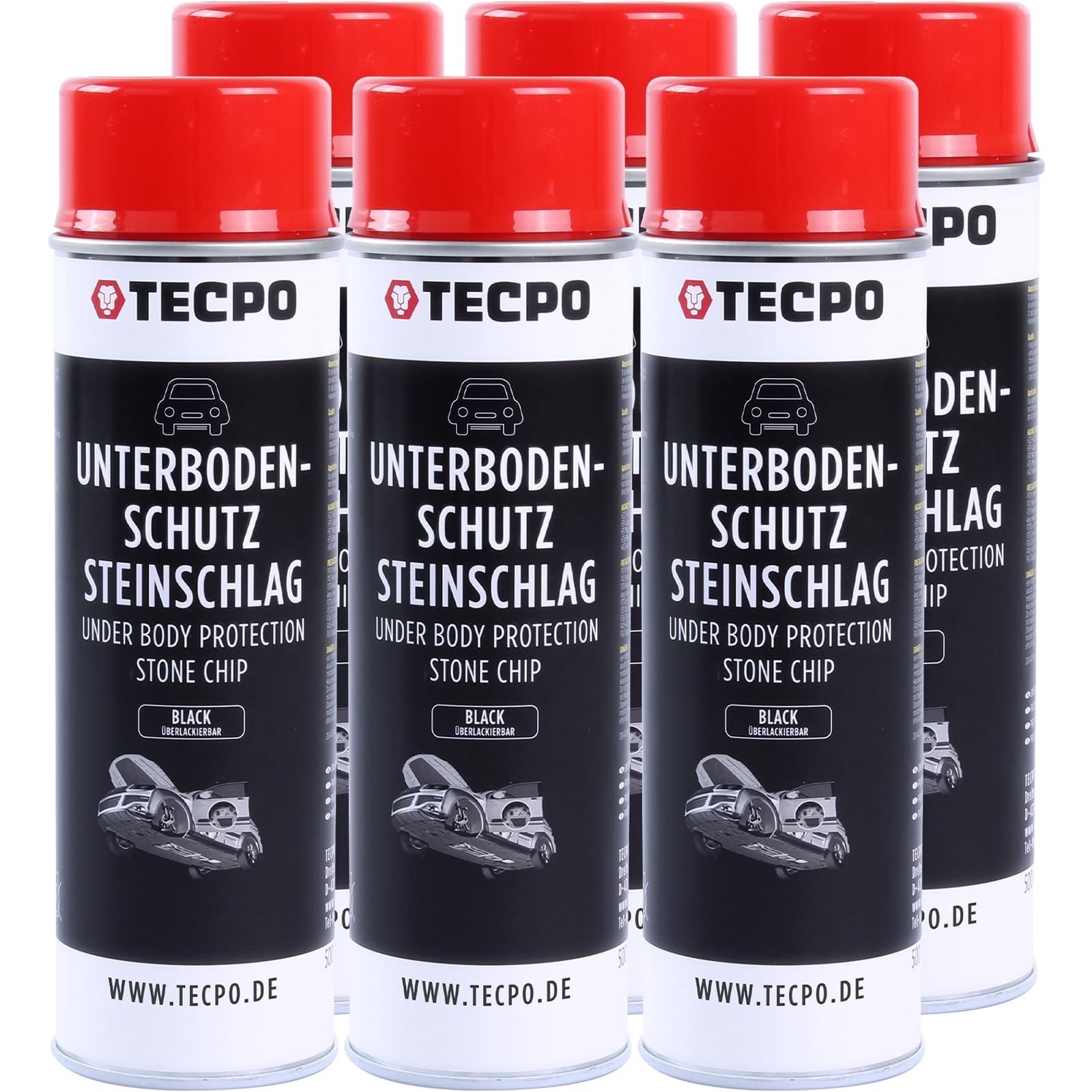 TECPO 6X Unterbodenschutz Steinschlag überlackierbar schwarz, 500ml 6x 500ml Angebot bei HelloDeals
