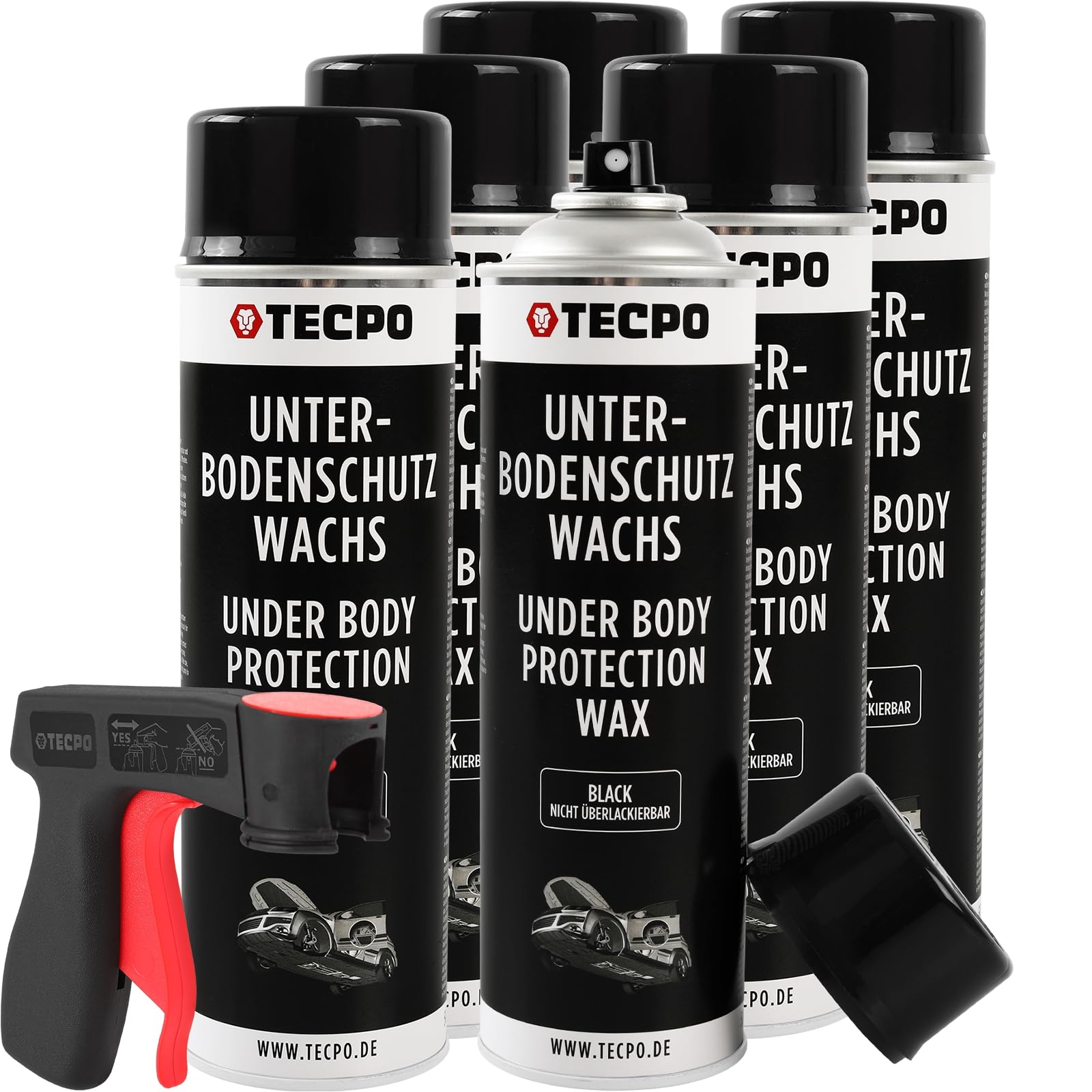 TECPO Wachs Unterbodenschutz Spray, 6X 500ml mit Handgriff Unterbodenschutzwachs Karosserieschutz Wachsunterbodenschutz Steinschlagschutz Wax Schutzwachs Rostschutz 6x 500 ml Angebot bei HelloDeals