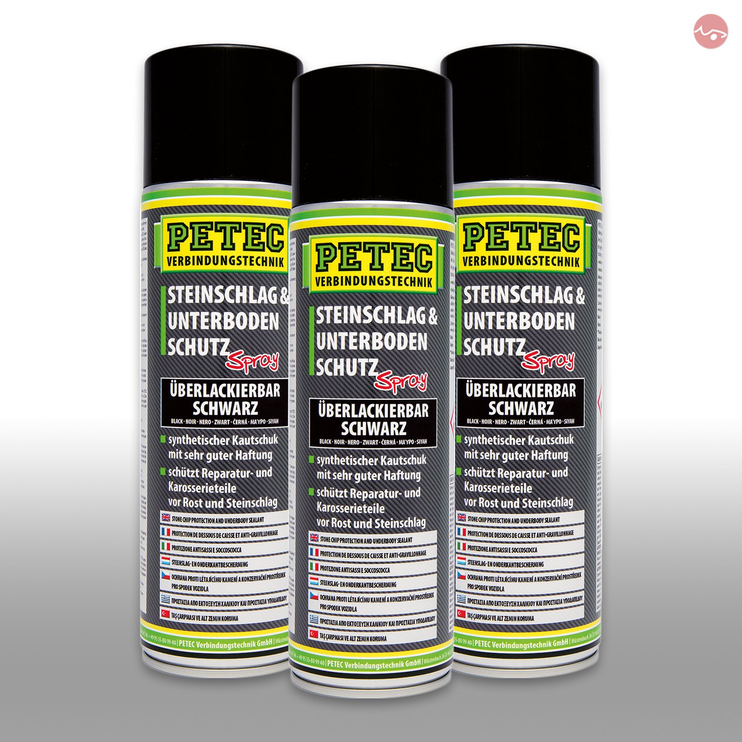 Petec_bundle 3X PETEC STEINSCHLAG und UNTERBODENSCHUTZ KAUTSCHUKBASIS SCHWARZ 500 ML 73250 Angebot bei HelloDeals