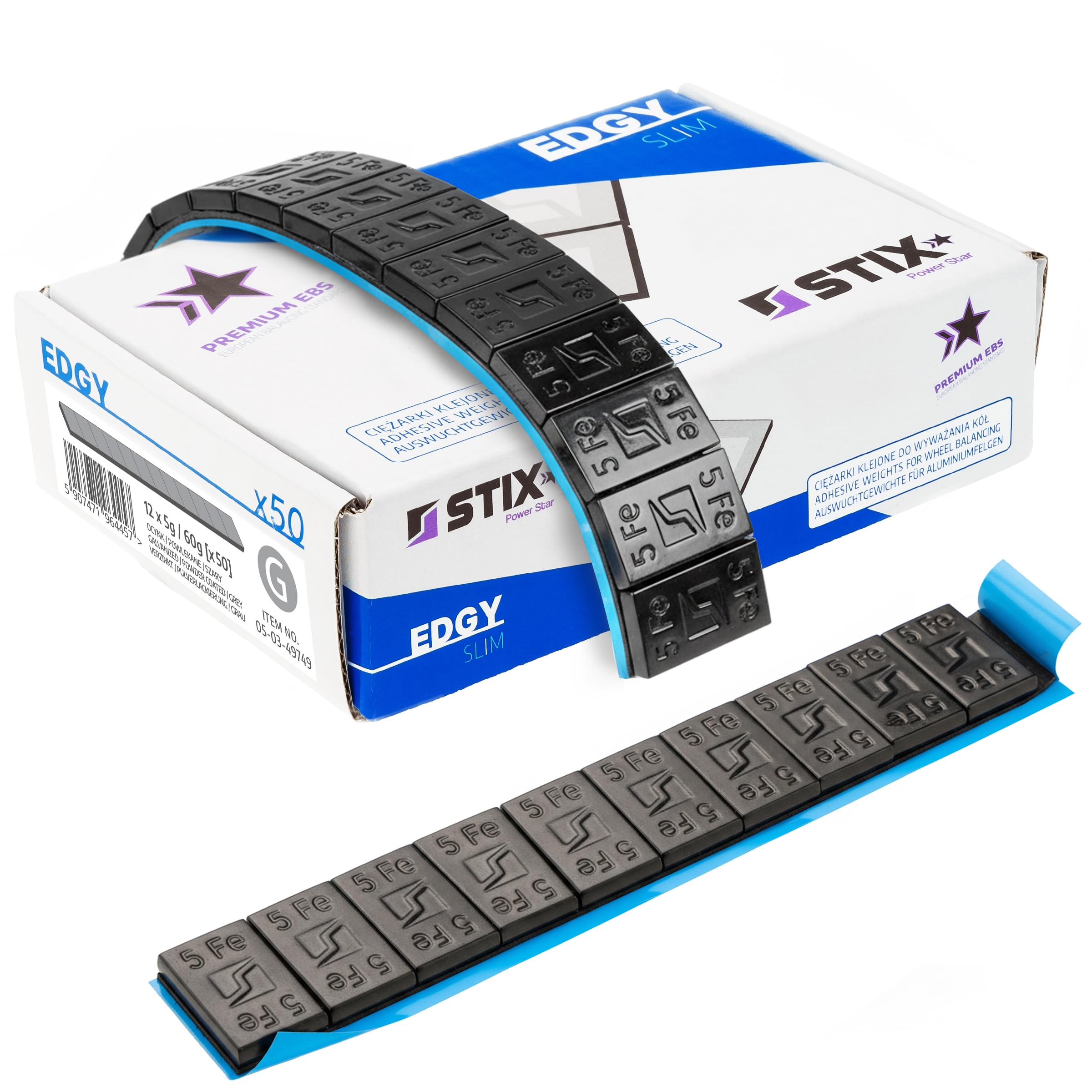Stix 50 Streifen Klebegewichte Edgy Slim Auswuchtgewichte 60g 12x5g schwarz 3,5mm verzinkte Stahlgewichte mit breitem Klebeband für Alufelgen & Schwarze Pkw Felgen Angebot bei HelloDeals