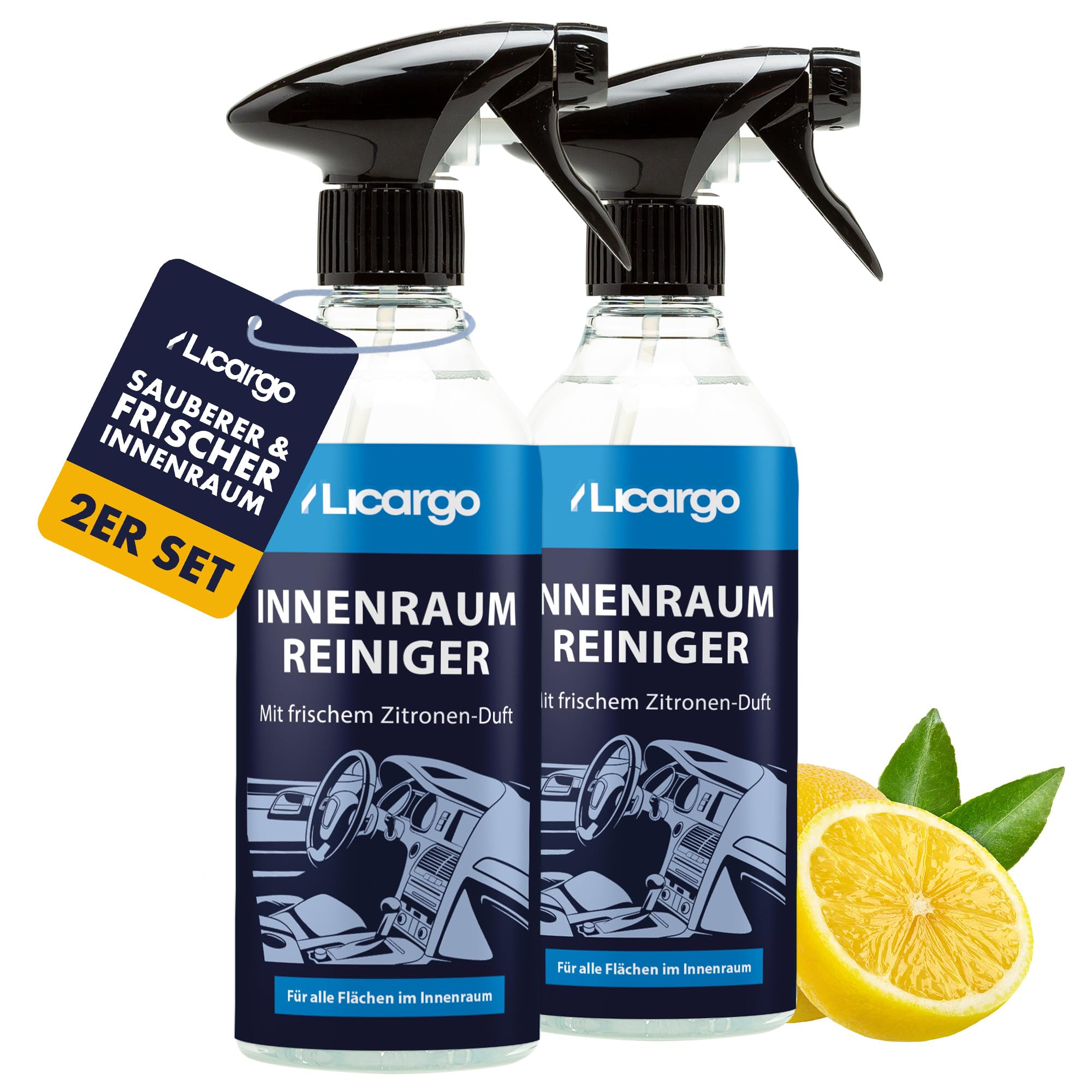 LICARGO Innenraumreiniger (2x 500ml) - Cockpit Reiniger pH neutral - porentiefe Reinheit für Kunststoff, Polster, Leder - Auto Innenraum, Cockpitpflege, Innenraumreiniger Angebot bei HelloDeals