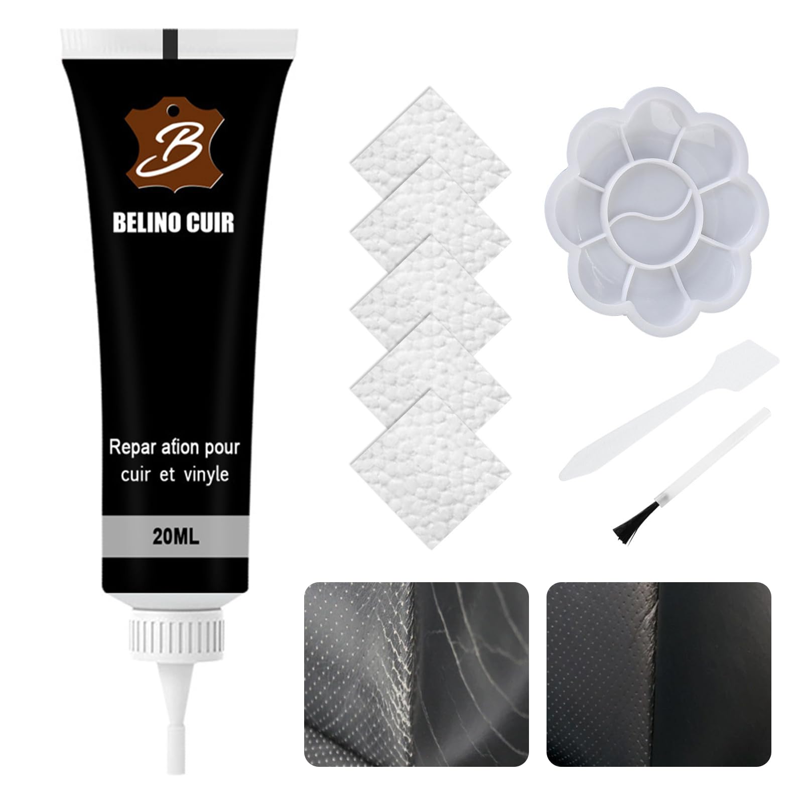 20ML Leder Reparatur Set Flüssigleder Schwarz Lederreparaturset Schwarz Lederreparatur Creme Reparatur von Lederkratzern Mischbare Lederreparatursets für Sofas Autositze Lederjacken Taschen Usw Angebot bei HelloDeals