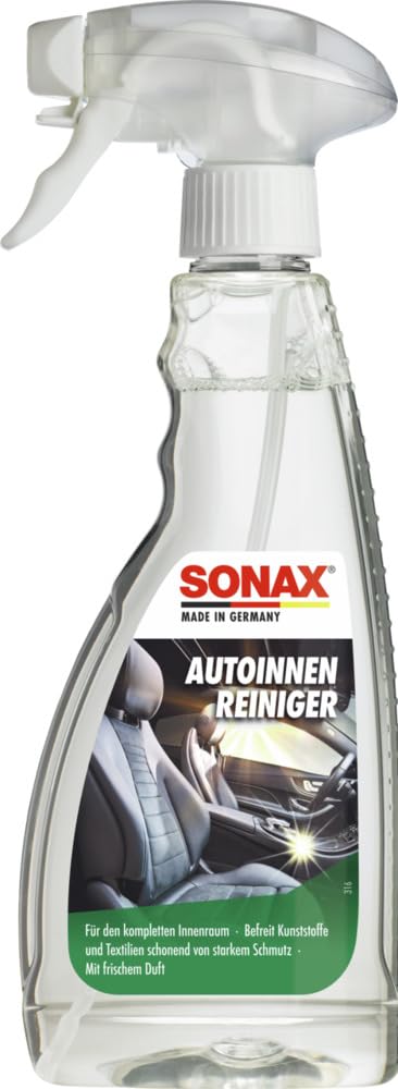 SONAX Autoinnenreiniger & Geruchsneutralisierer (500 ml) für Stoff, Polster, Cockpit, Kunststoff, Fahrzeughimmel & Innenverkleidungen – für hygienische Sauberkeit im Auto | Art-Nr. 03212000 Angebot bei HelloDeals