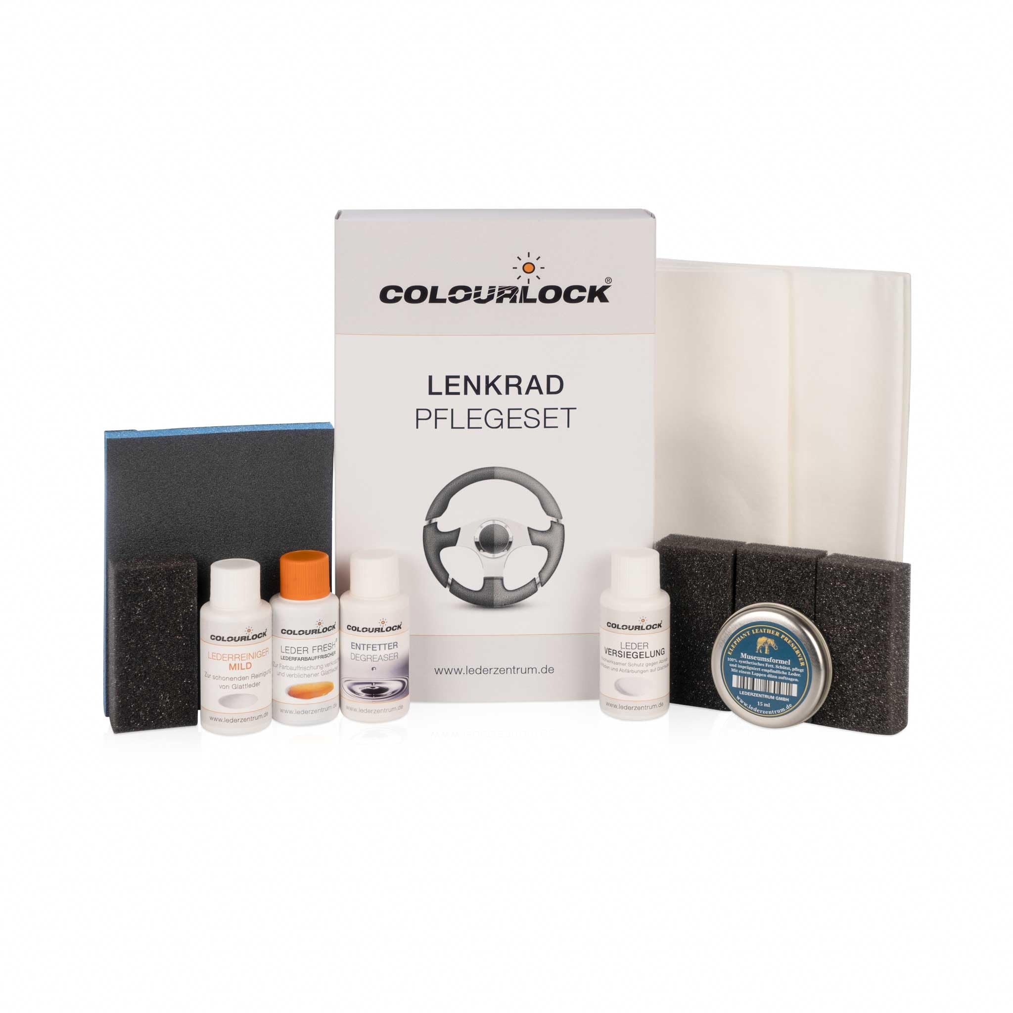COLOURLOCK Lederreparatur Set - Ideal zur Pflege und Aufbereitung schwarzer Lenkräder - Inklusive Lederreiniger, Entfetter, Farbauffrischer und mehr Set mit Entfetter Angebot bei HelloDeals