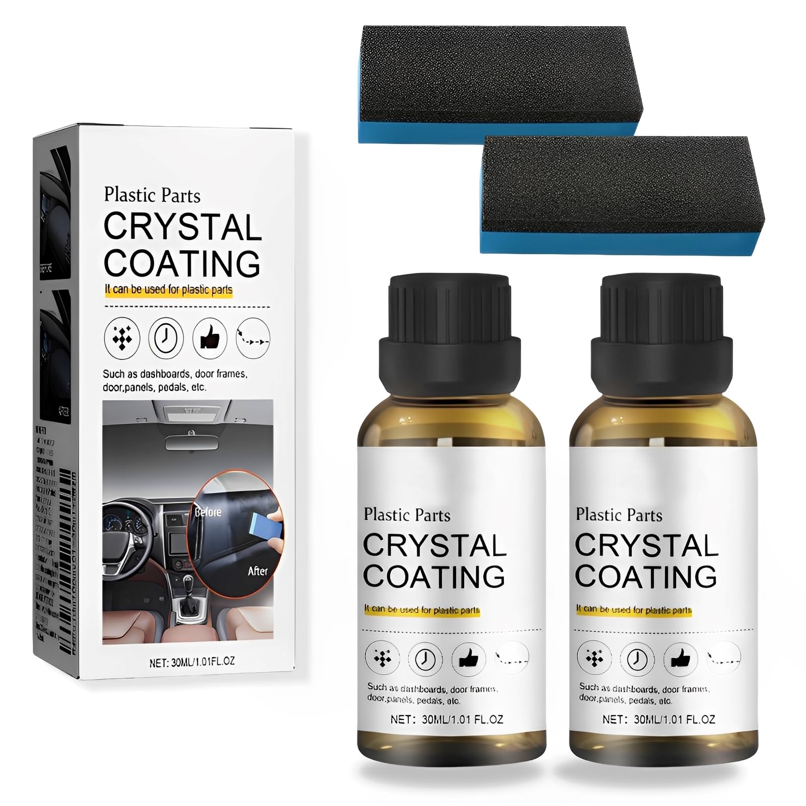 2 Stück Kunststoffteile Kristalline Beschichtung, Crystal Coating Kunststoff, Auto-Plastikteile-Renovierungsmittel, Car Plastics Restorer, 2024 New Auto-Kunststoff-Restaurator (60ml) 2 Stück - 60ml Angebot bei HelloDeals